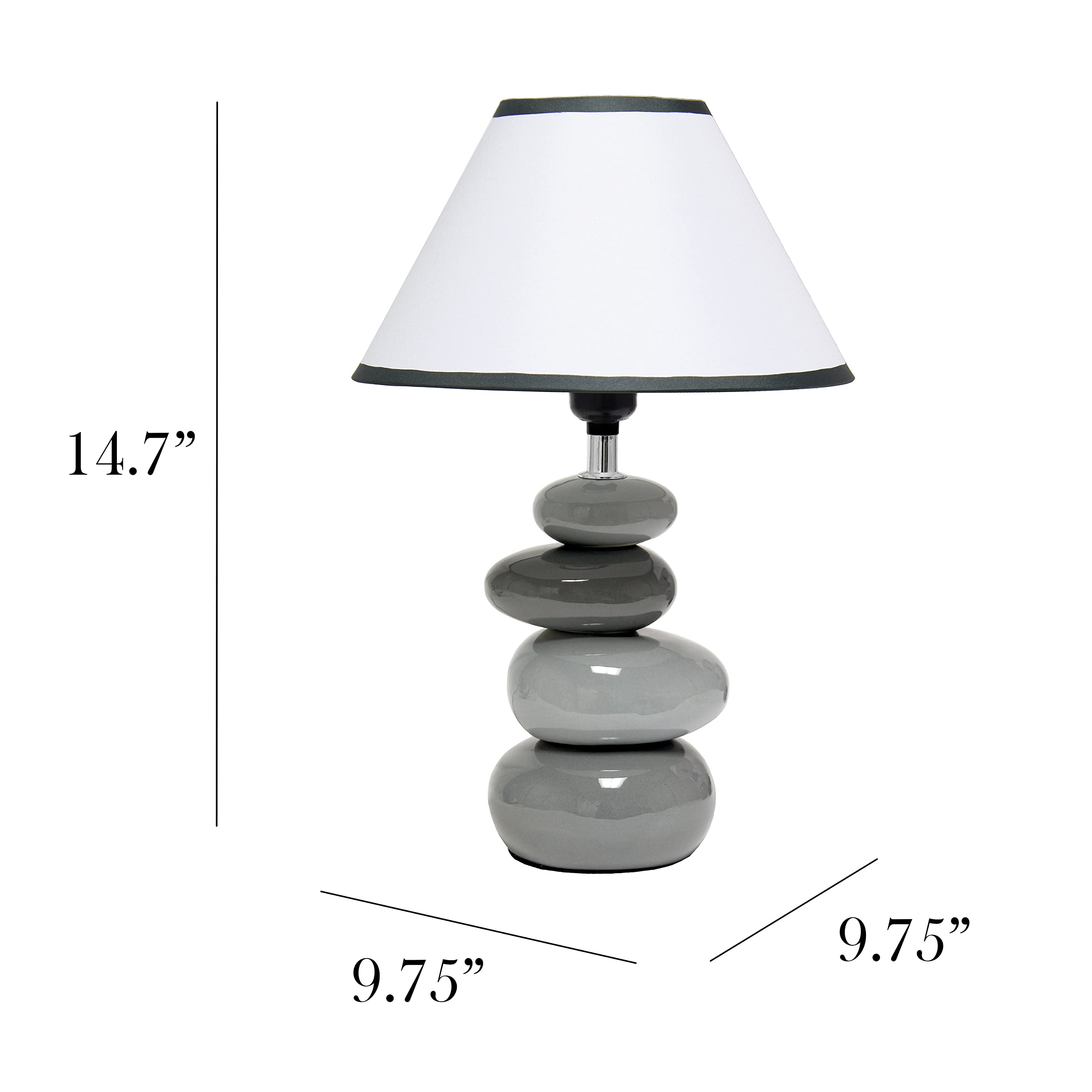 Simple Designs LT3052-GRY Ceramic Table Lamp with Fabric Shade, 14.7in, Gray, For Home Décor, Nightstand, Bedroom, Living Room