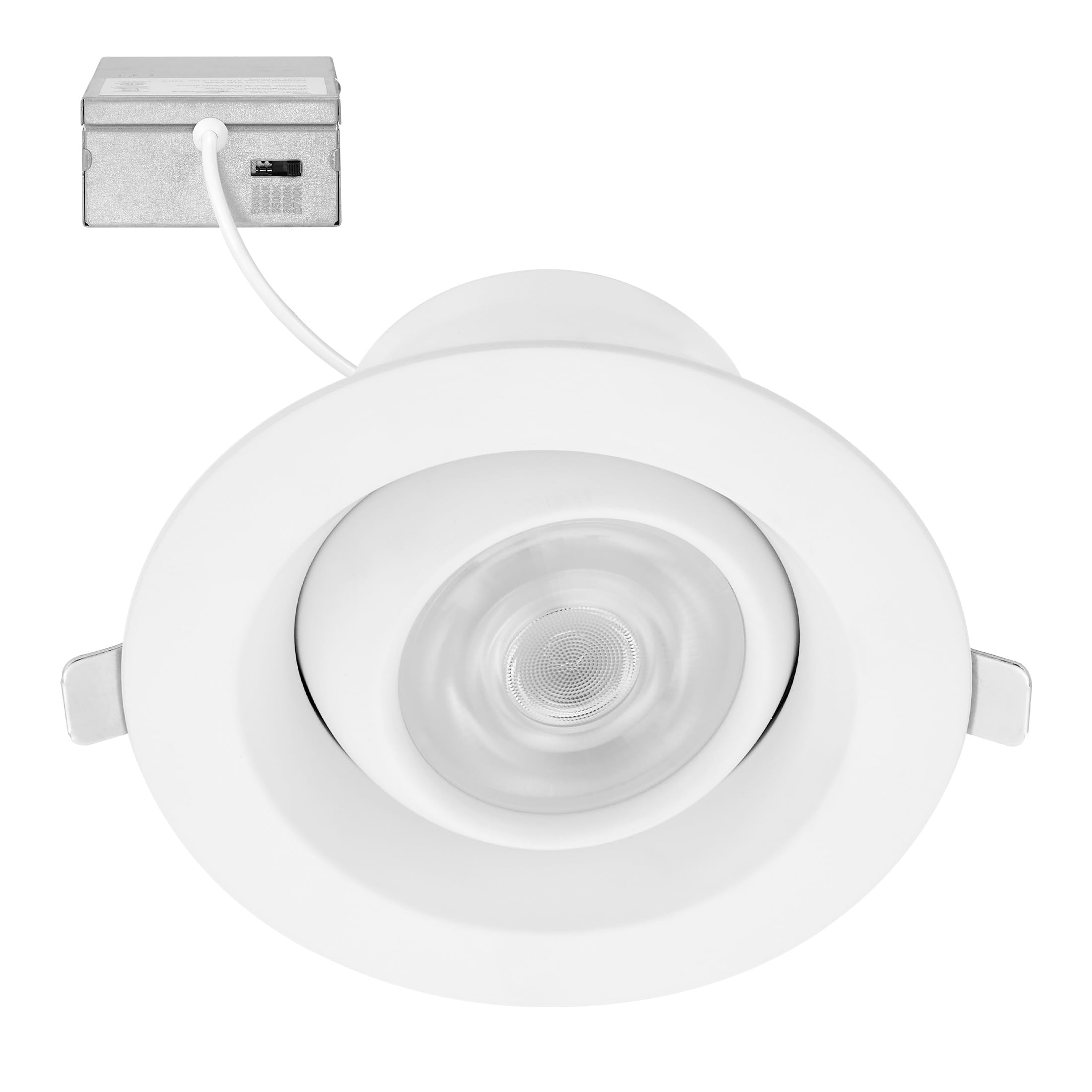 Maxxima 4 in. 5 CCT Adjustable Slim Recessed LED Eyeball Gimbal Downlight, 950 Lumens, Color Selectable 2700K/3000K/3500K/4000K/