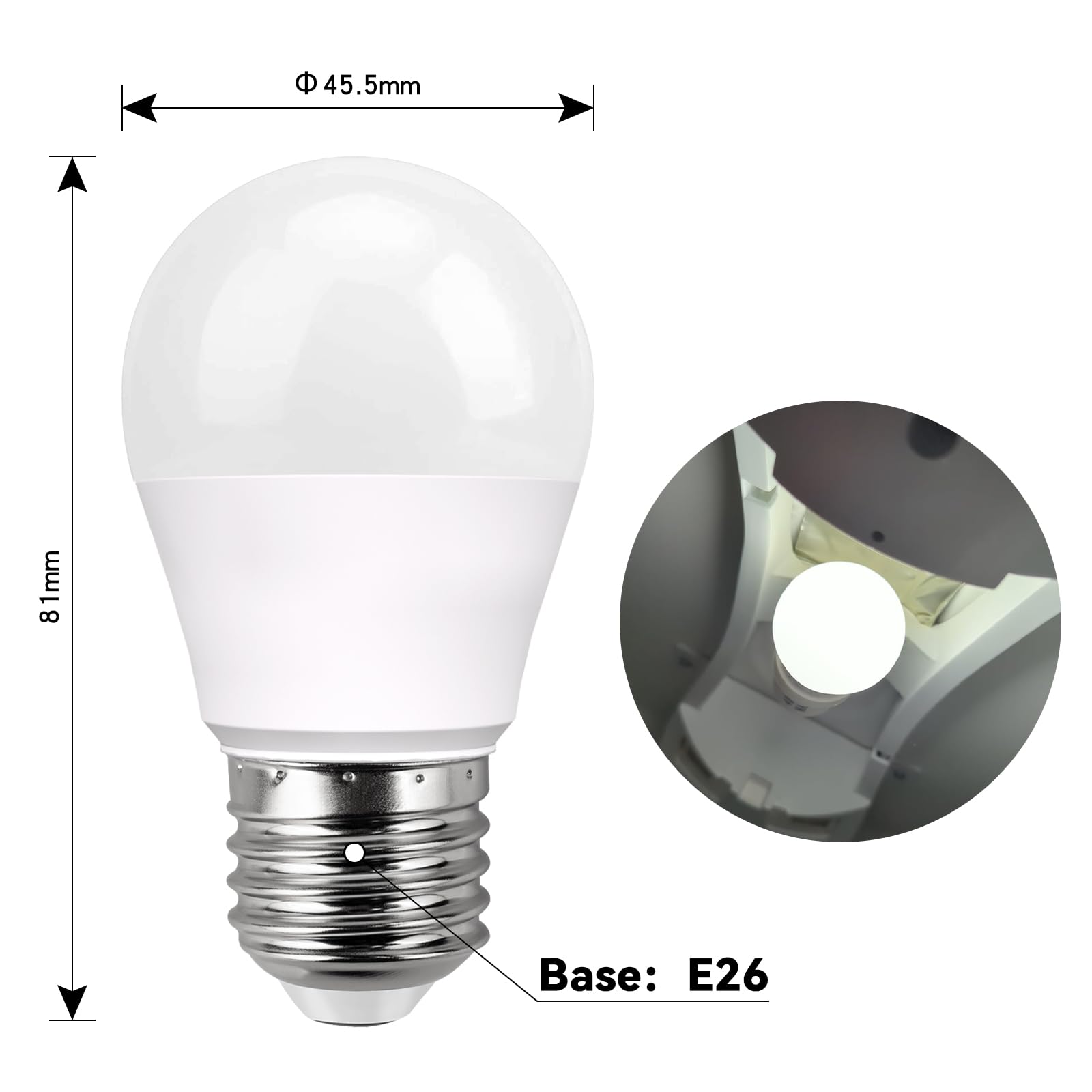 Baoming Refrigerator Light Bulb Led 50 Watt Equivalent,5W A15 Fridge Waterproof Bulb Daylight White 5000K E26 Base,Waterproof Fr