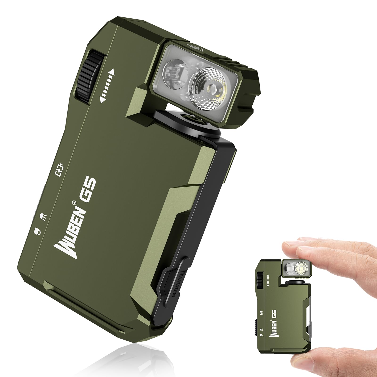 WUBEN G5 Rechargeable EDC Flashlight, 400 Lumens Dual Light Sources Mini Flashlight with RGB Light