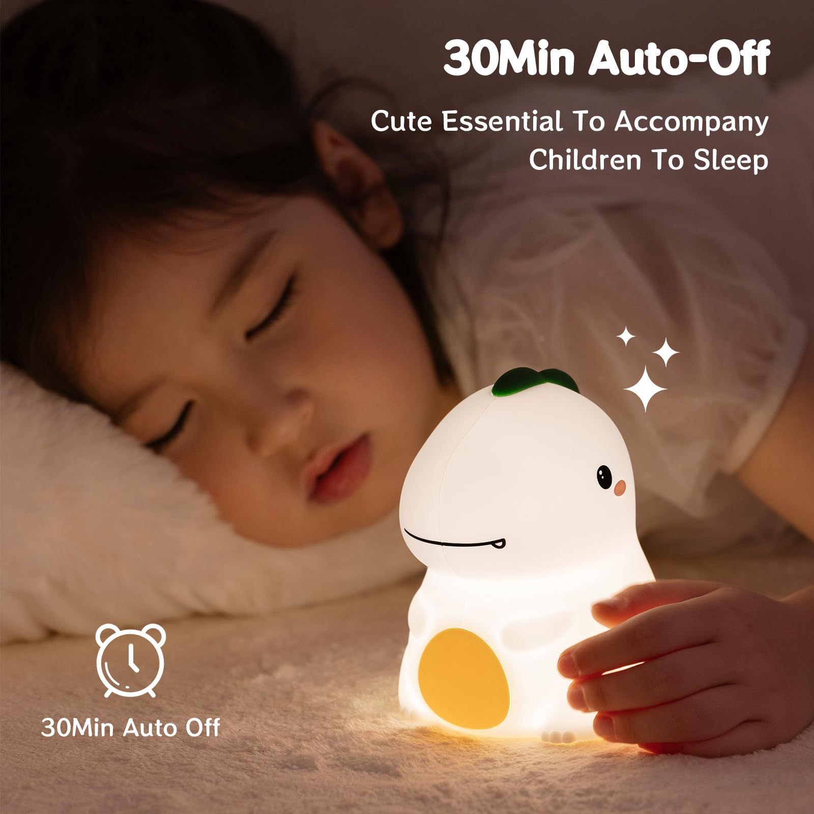 KinYiLO Dinosaur Night Light, Cute Nursery Nightlight for Baby,Toddler,Kids, Dino Silicone Lamp Dimmable, Sleeping Companion Bed