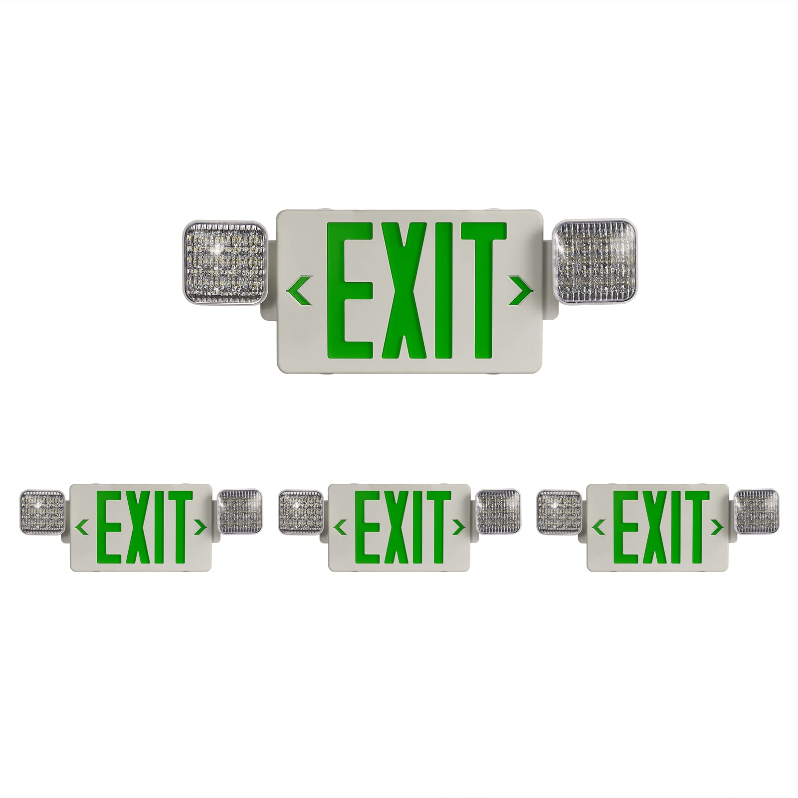 TANLUX Green Exit Sign with Emergency Lights, LED Emergency Exit Light with Battery Backup, UL Listed, AC 120/277V, Commercial E