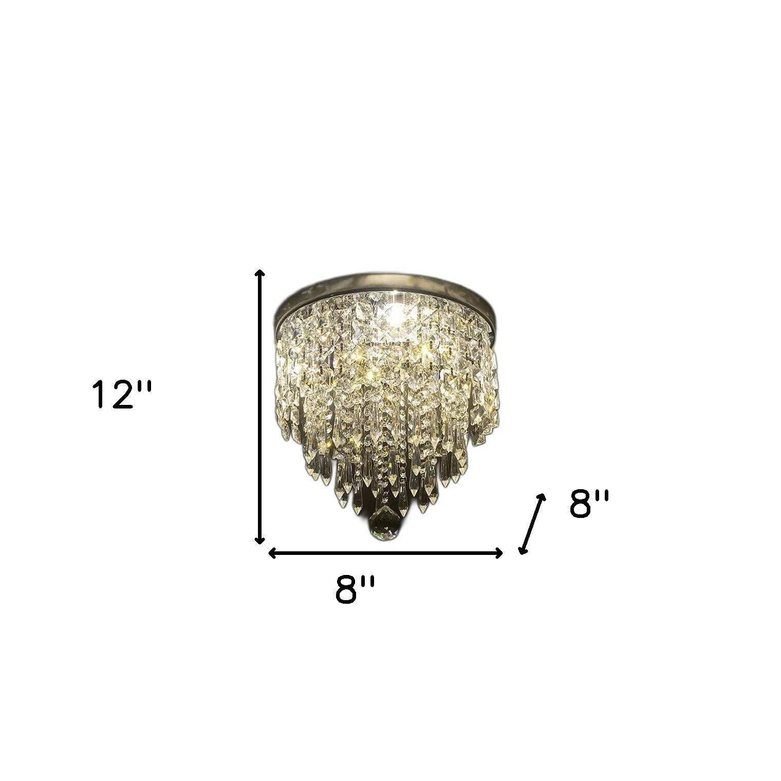 HomeRoots Dimmable Ceiling Light, Transparent Glass & Crystal, Model 403727
