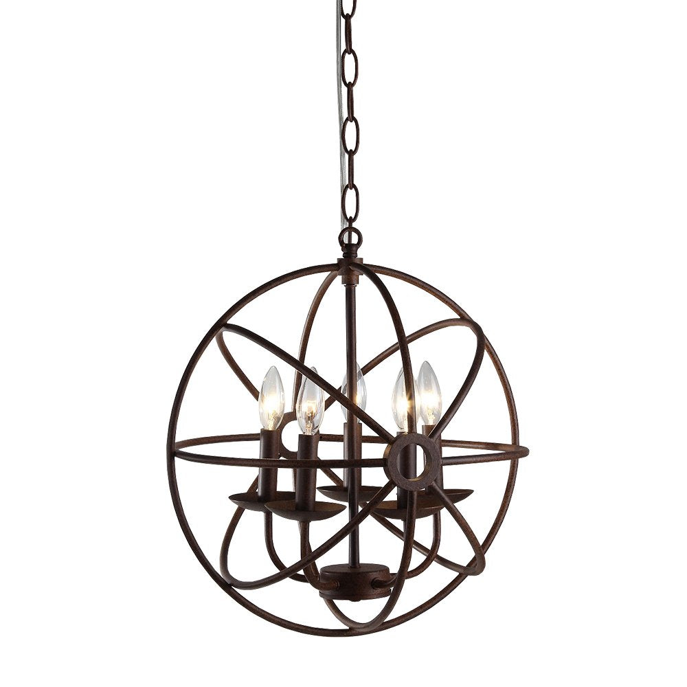 Whse of Tiffany D6606/5 Theo 5-Light Rust 17-Inch Chandelie