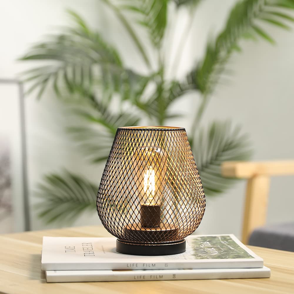 JHY DESIGN Metal Cage LED Lantern Battery Powered Cordless Accent Light with LED Great for Weddings Parties Patio Events for Ind