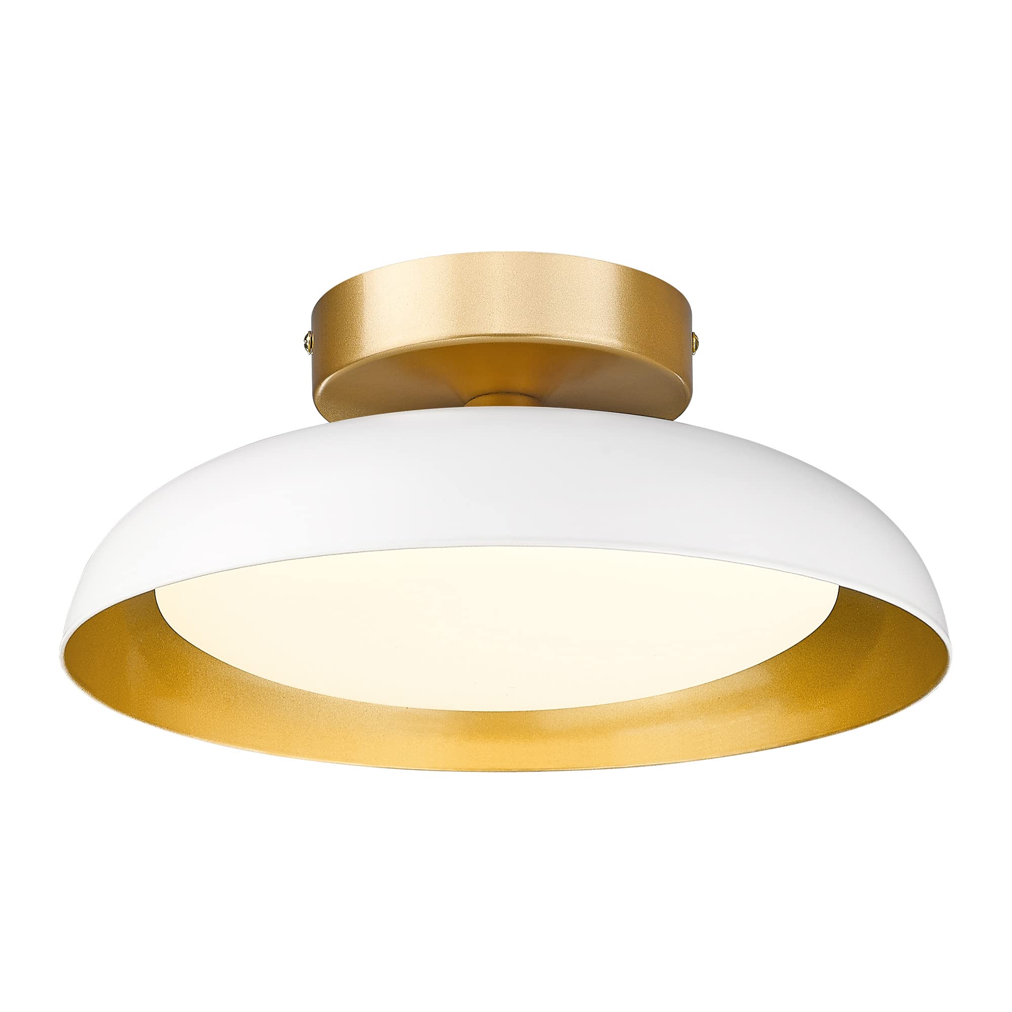 kudos Flush Mount Ceiling Light, 12-inch LED Ceiling Light Fixture, White and Gold Finish, 12W 1200lm Light Fixtures Ceiling Mount for Bedroom, Hallway, 3CCT Adjustable, KDCL01-WT