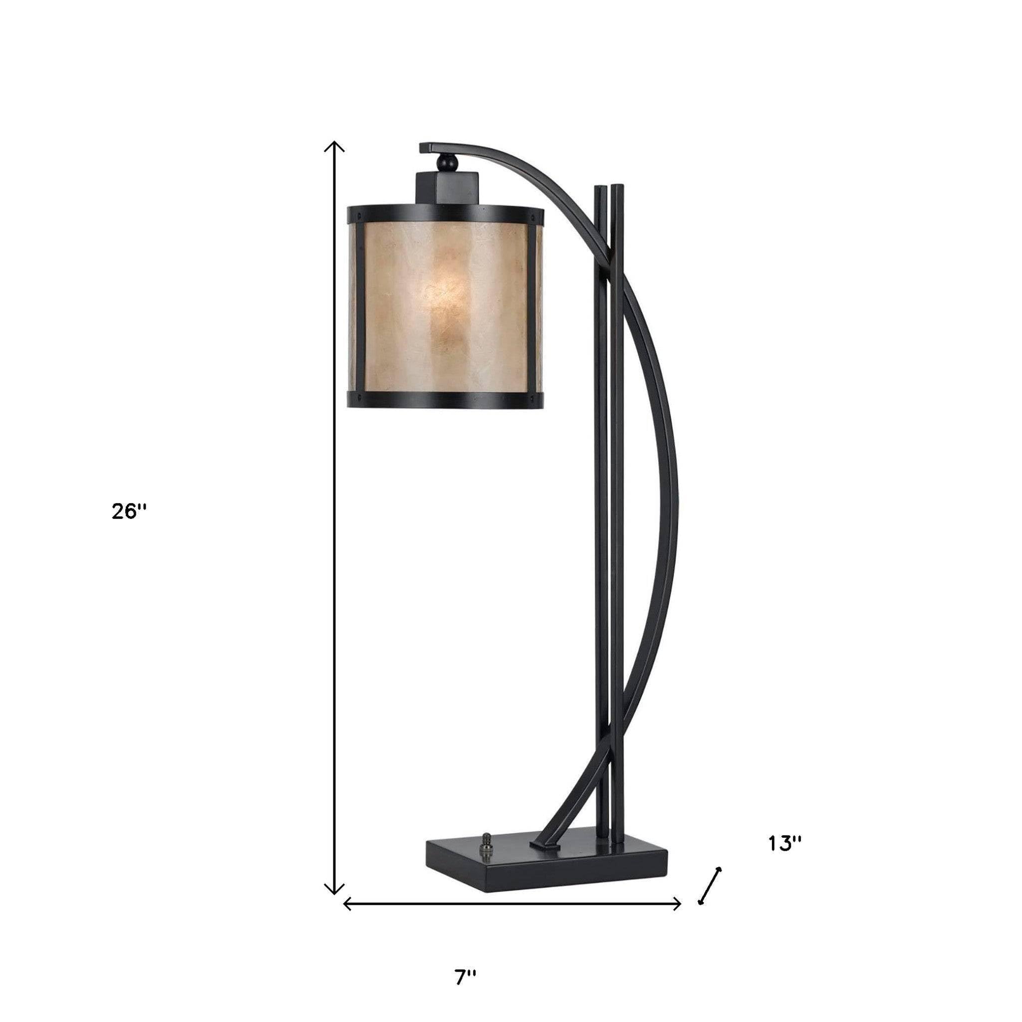 HomeRoots Metal Table Lamp with Drum Shade 26 in. Charcoal & White Model 524689