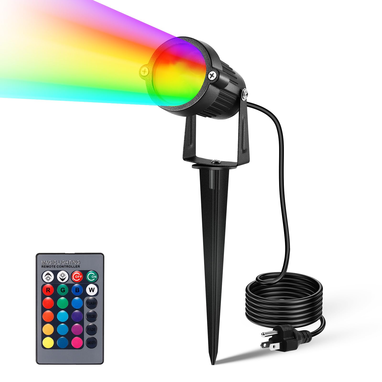 LemonBest 6W RGB Color Changing Landscape Lights with Remote Control, Waterproof, 1 Pack, Aluminum, Model 4324740-FBM1
