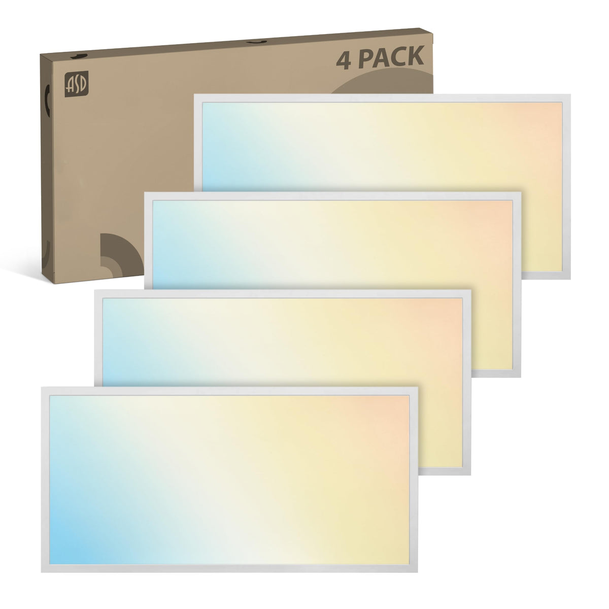 Asd Led Mini Panel Light ASD 4 Pack 2x4 LED Flat Panel Light 25/30/40W Dimmable 5200LM 3500K/40 ...