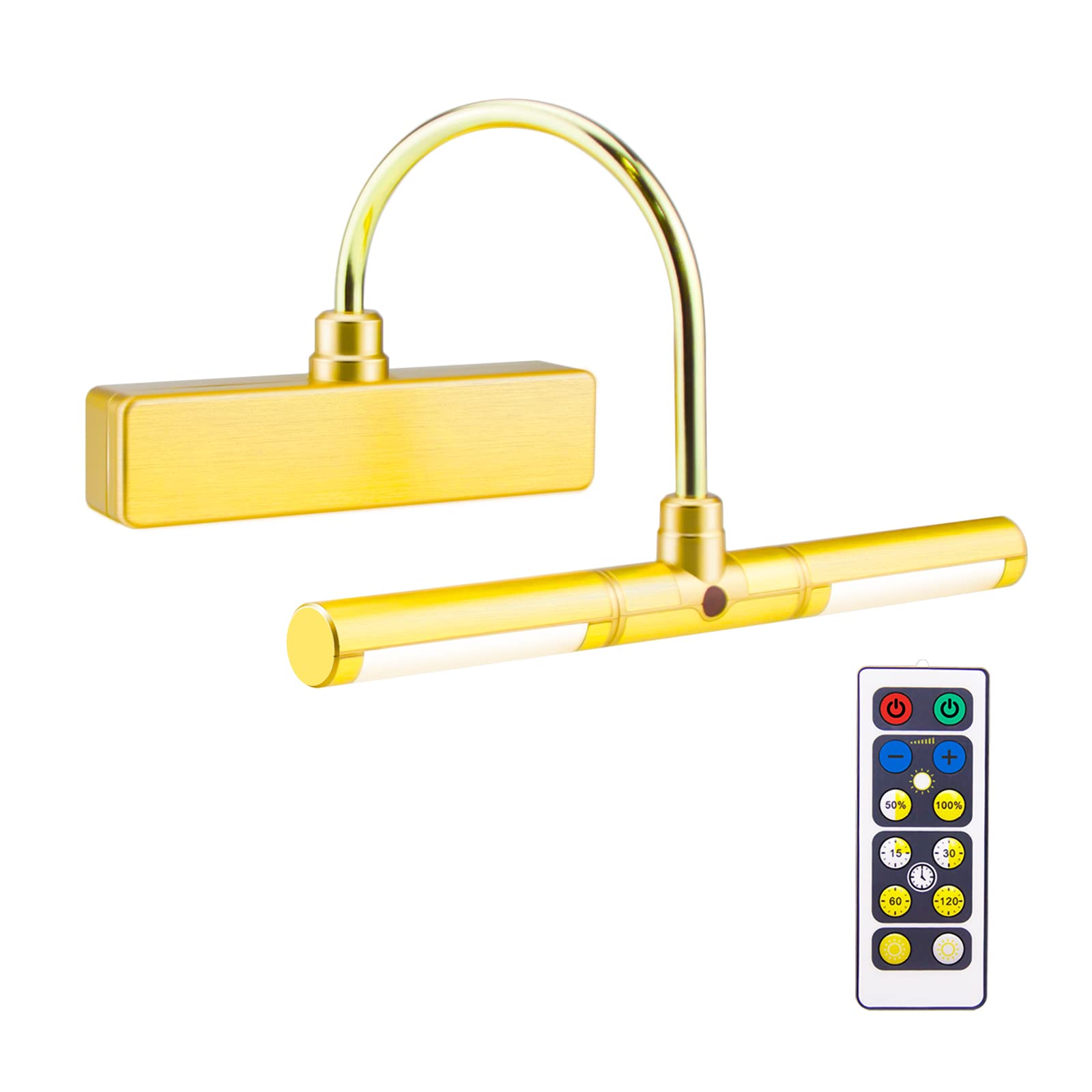 BIGLIGHT Wireless LED Picture Light with Remote, 3 Modes, Dimmable, 8.8in, Gold