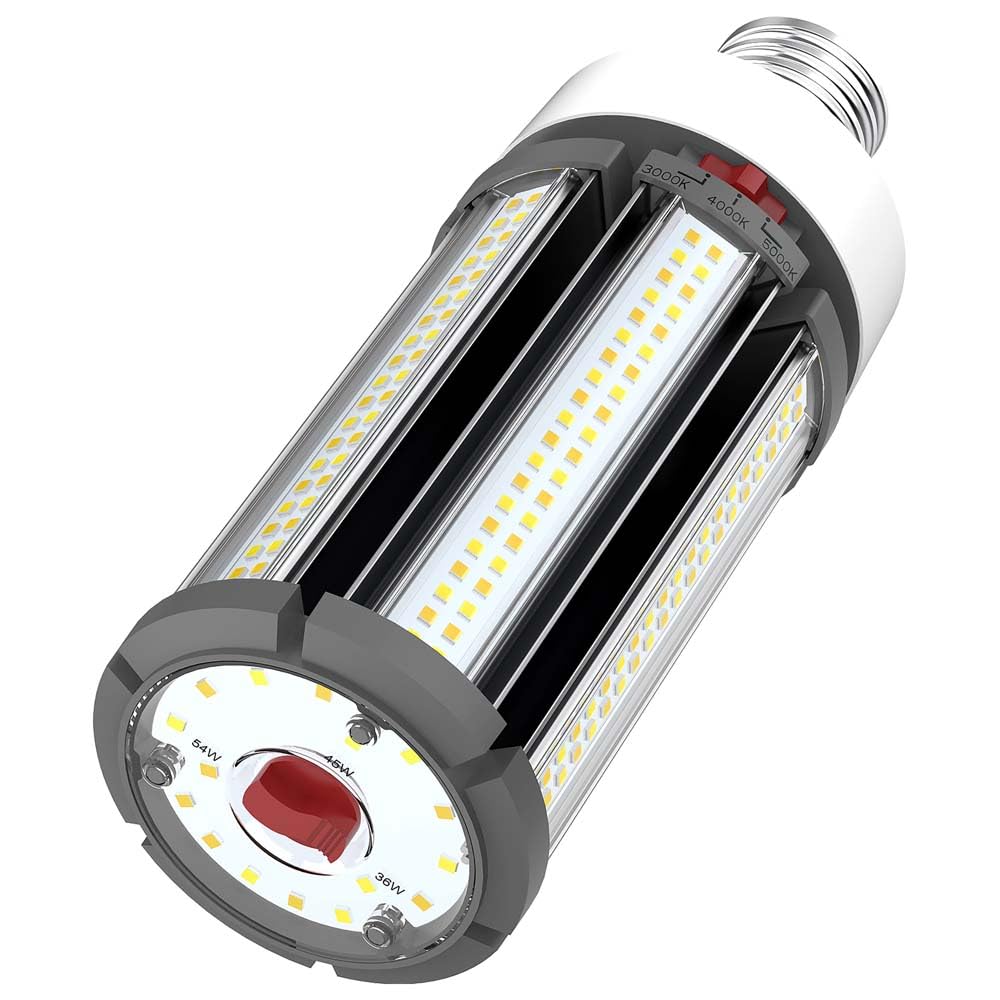 Satco S23142 Hi-Pro Wattage And Color Temperature Selectable Led Corncob Lamp, Hid Replacement, 36W/45W/54W, 3000K/4000K/5000K
