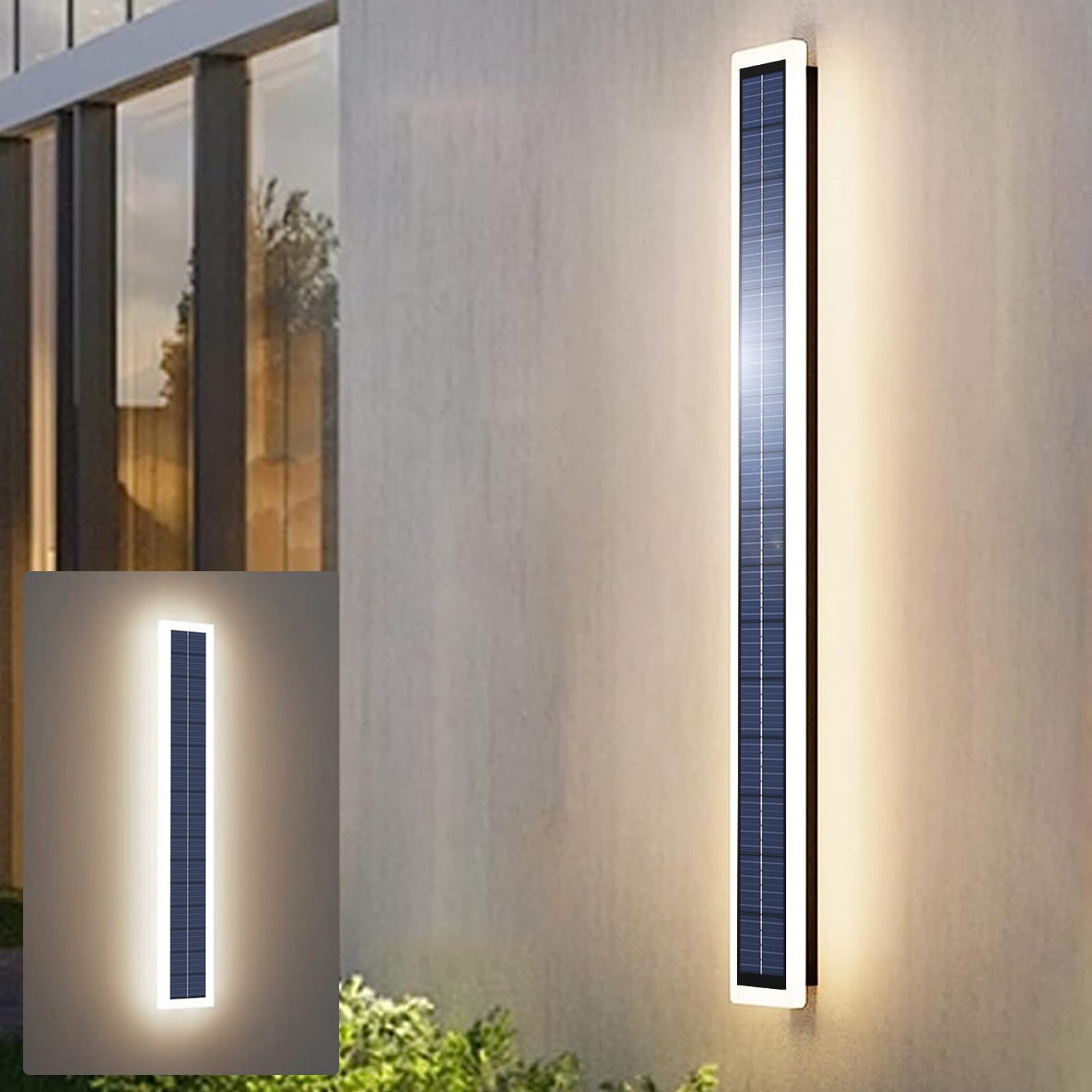 ANKBOY Solar Wall Lights Outdoor Waterproof, 10W LED Wall Lighting Fixture Mounted Acrylic Lampshade 60cm Long IP65 Waterproof W