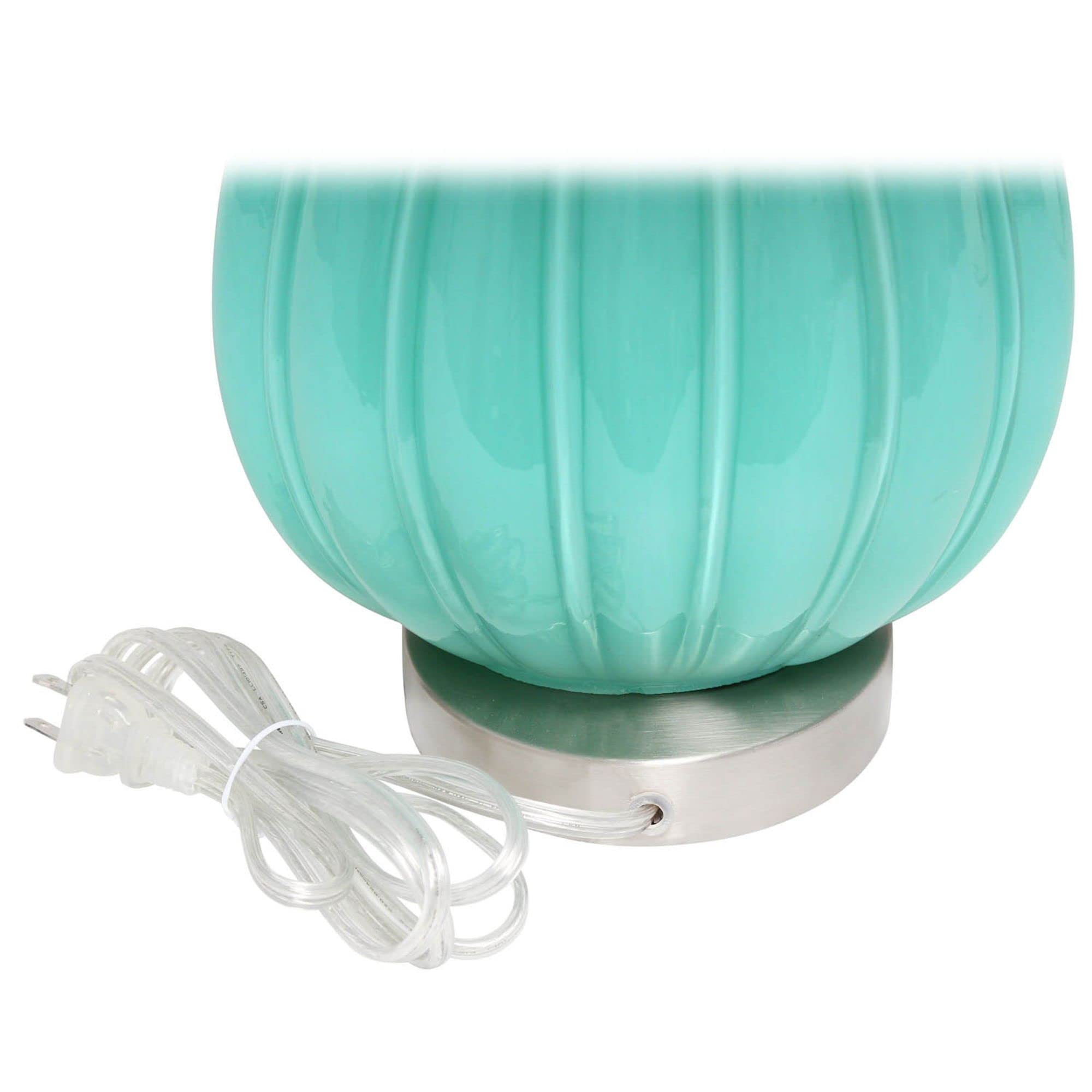 LALIA HOME Contemporary Pleated Table Lamp, Seafoam, White Fabric Shade, Model LHT-5006-SF