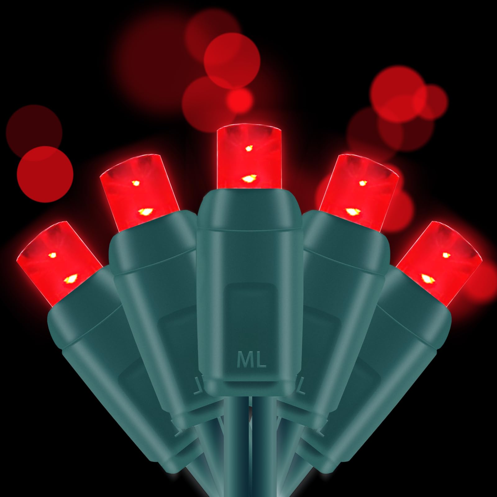 Everfit Lighting LED String Lights, 50 Count, 5mm Red, 17 Feet Green Wire, UL Listed, Outdoor Garden Tree Decorations
