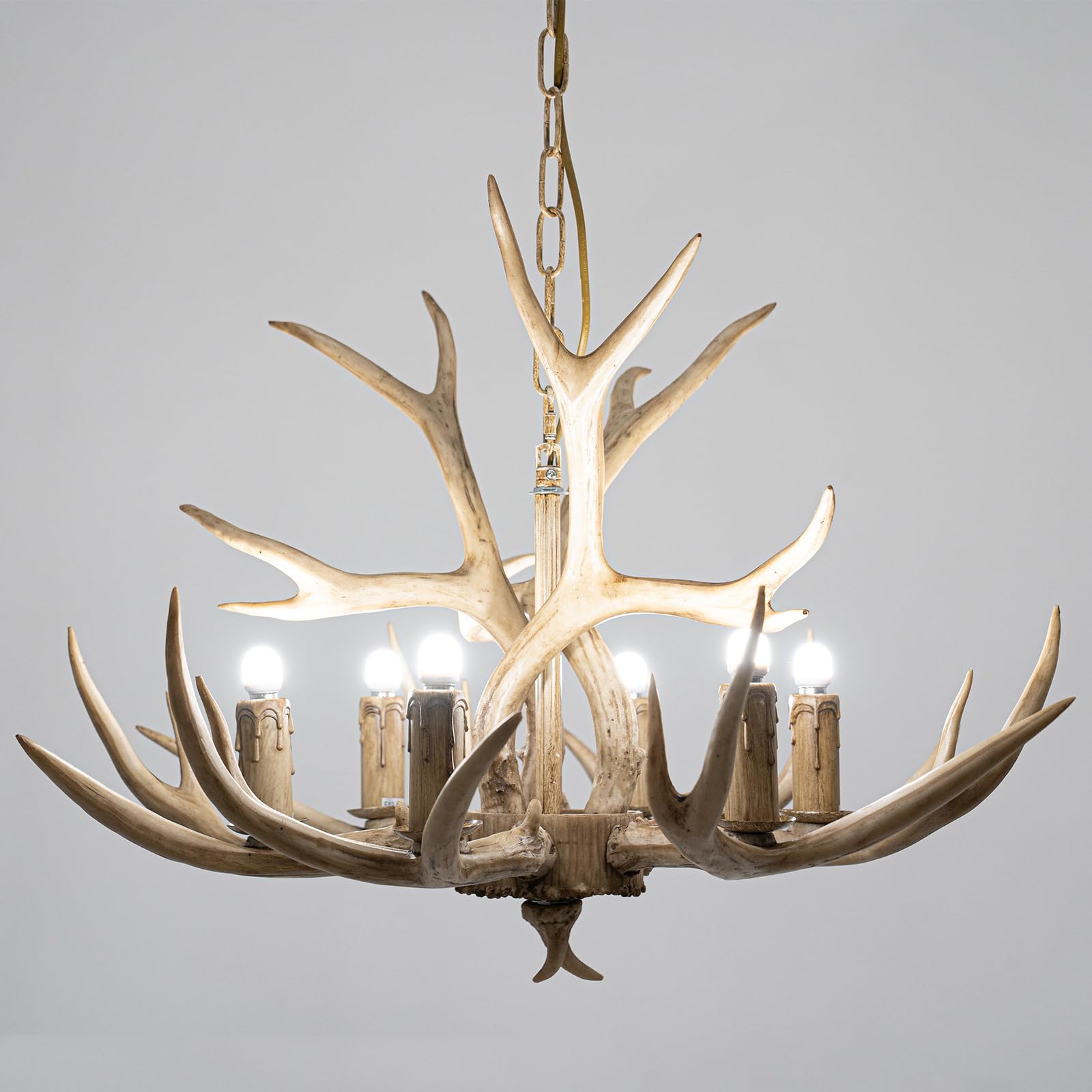 Tfcfl Antlers Chandelier, Pendant Light 6 Antlers Retro Country Style Deer Horn Chandelier Lighting With E12 Base, Antler Lamp H