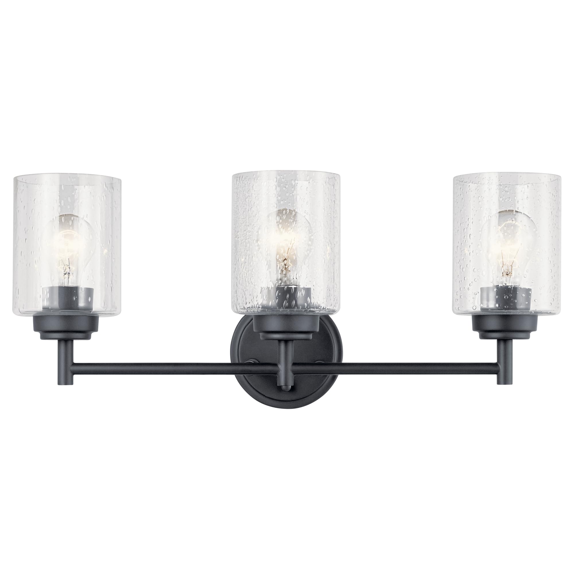 Kichler Winslow 21.5'' 3 Light Vanity Light With Clear Seeded Glass In Black