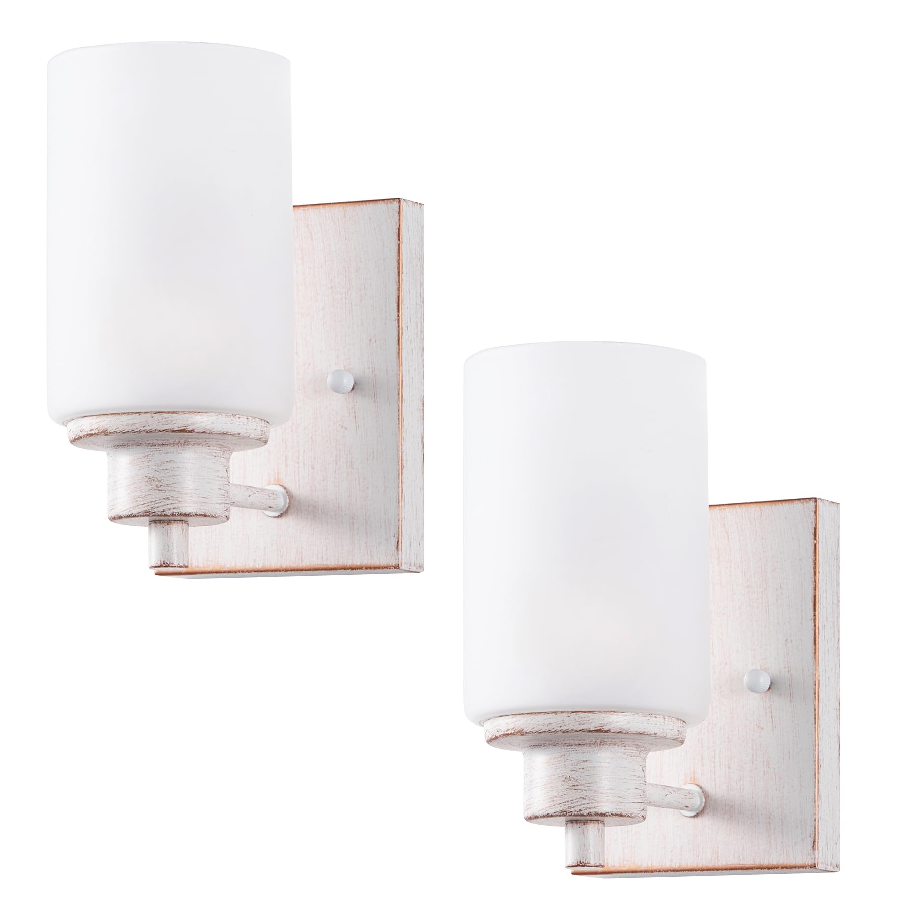 Eidonta Bath Vanity Light Fixture, Modern Wall Sconce, Opal White Glass Shade, 2 Pack, White Gold