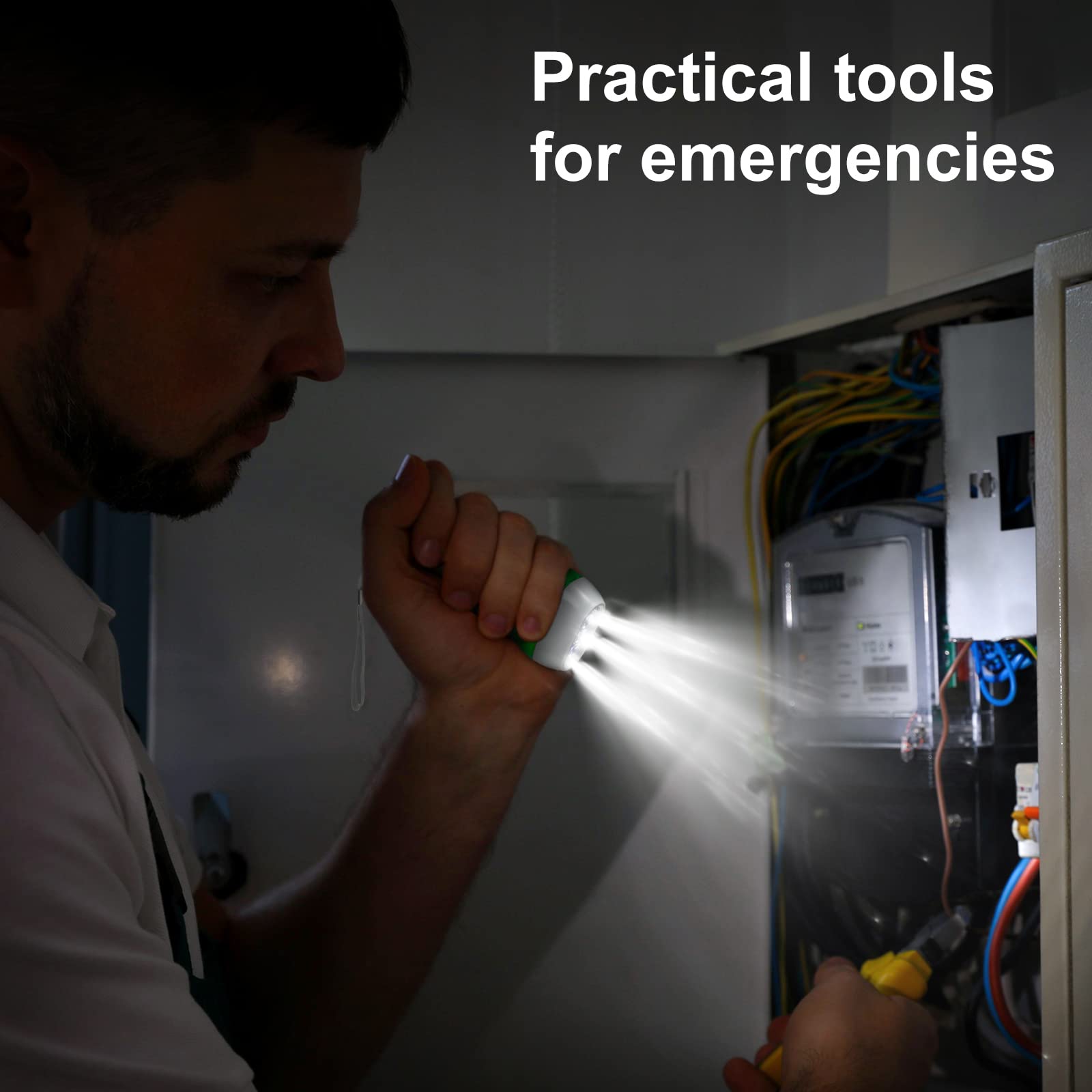 Treela 36 Pcs Hand Crank Flashlight Bulk Squeeze Wind Up Flashlight No Battery With Led Self Powered Charging Torch Dynamo For Camping Emergency Survival Christmas(Yellow, Green, Blue, Red)