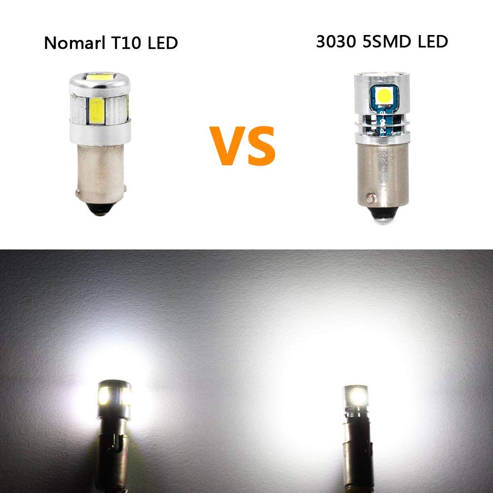 PHINLION 400LM Super Bright 3030 5-SMD 12V 24V BA9 BA9S 53 57 1889 1891 1895 64111 T4W LED Car Light Bulb for Interior Map Readi