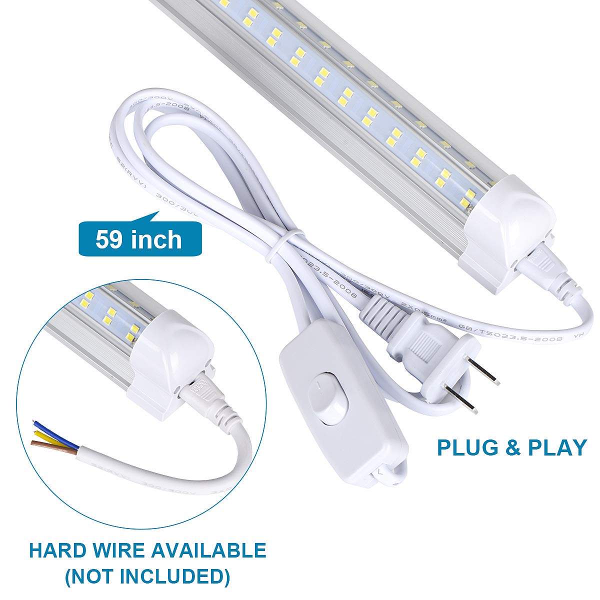 Toptroned 4 Pack, Led Shop Light, 4Ft 60W 9000Lm 5000K, Daylight White, V Shape 4 Row, Clear Cover, High Output, Linkable, T8 Le