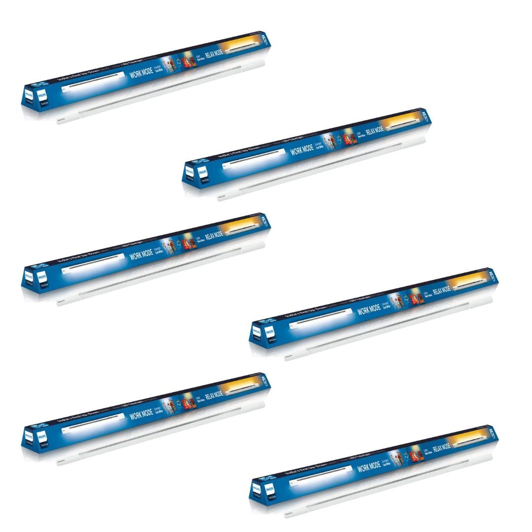 Philips Twin Glow 25-Watt +25-Watt LED Up-Down Batten Tubelight (Pack of 6, 25W Yellow Uplight Relax Mode|25W White Downlight Wo