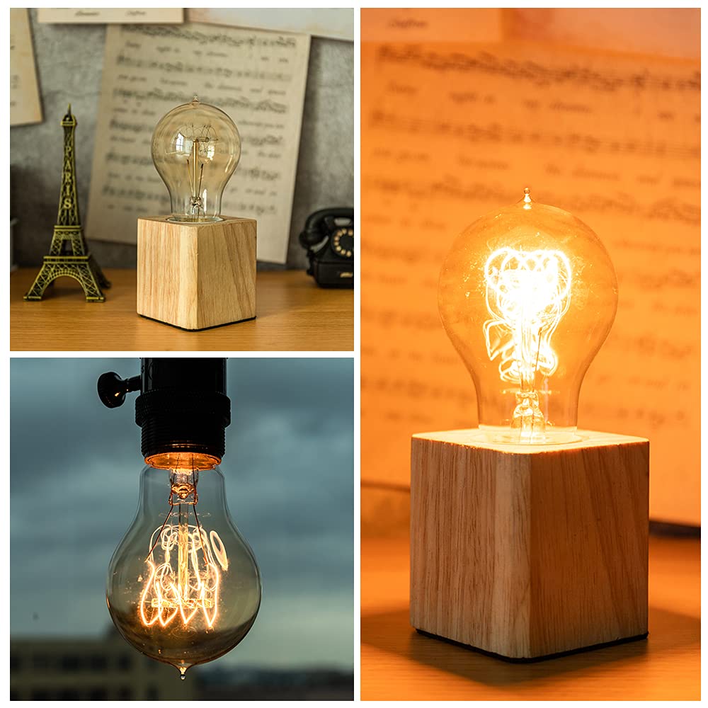 New Lights Warm Edison Light Bulbs, 60W Vintage Incandescent, Dimmable, 6 Pack, Warm White, E26 Base, Model XGYA19ED-60W-220
