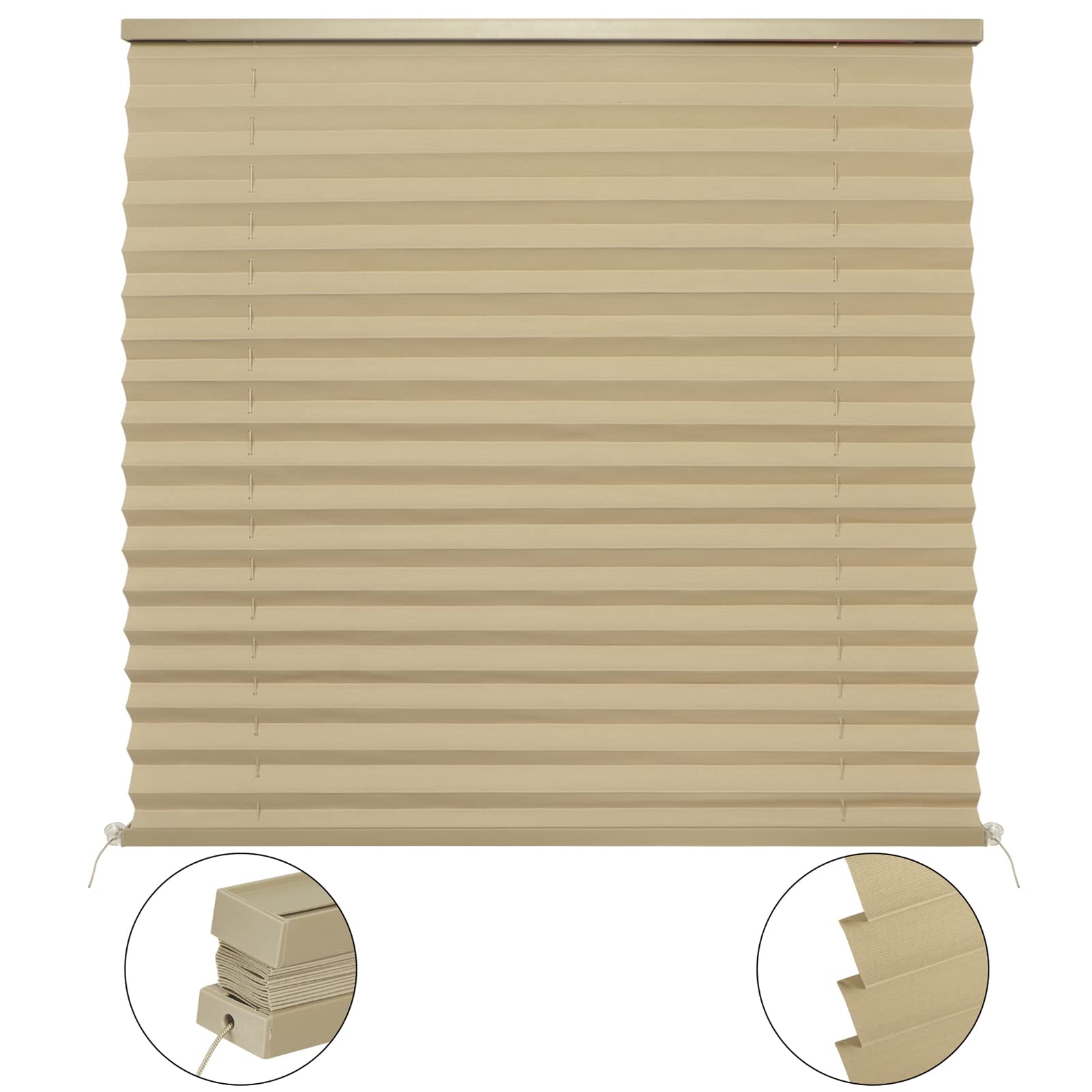 NOVINO RV Pleated Shades, 26"W x 24"L, Cappuccino Window Blinds for Camper Trailers, Model NOV-004