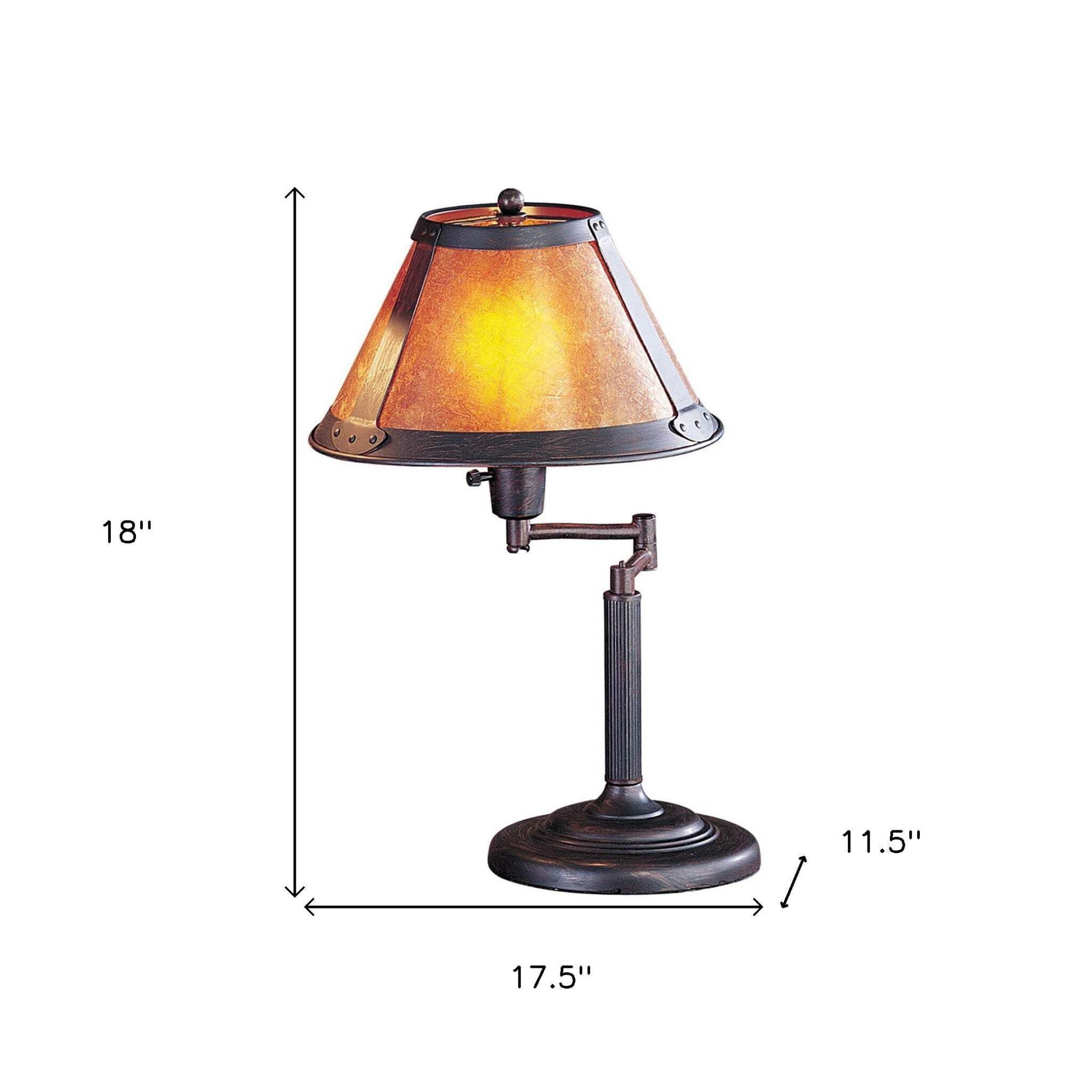 Homeroots Metal Table Lamp - 18 In. Empire Shade, Rust & Amber, Model 524678
