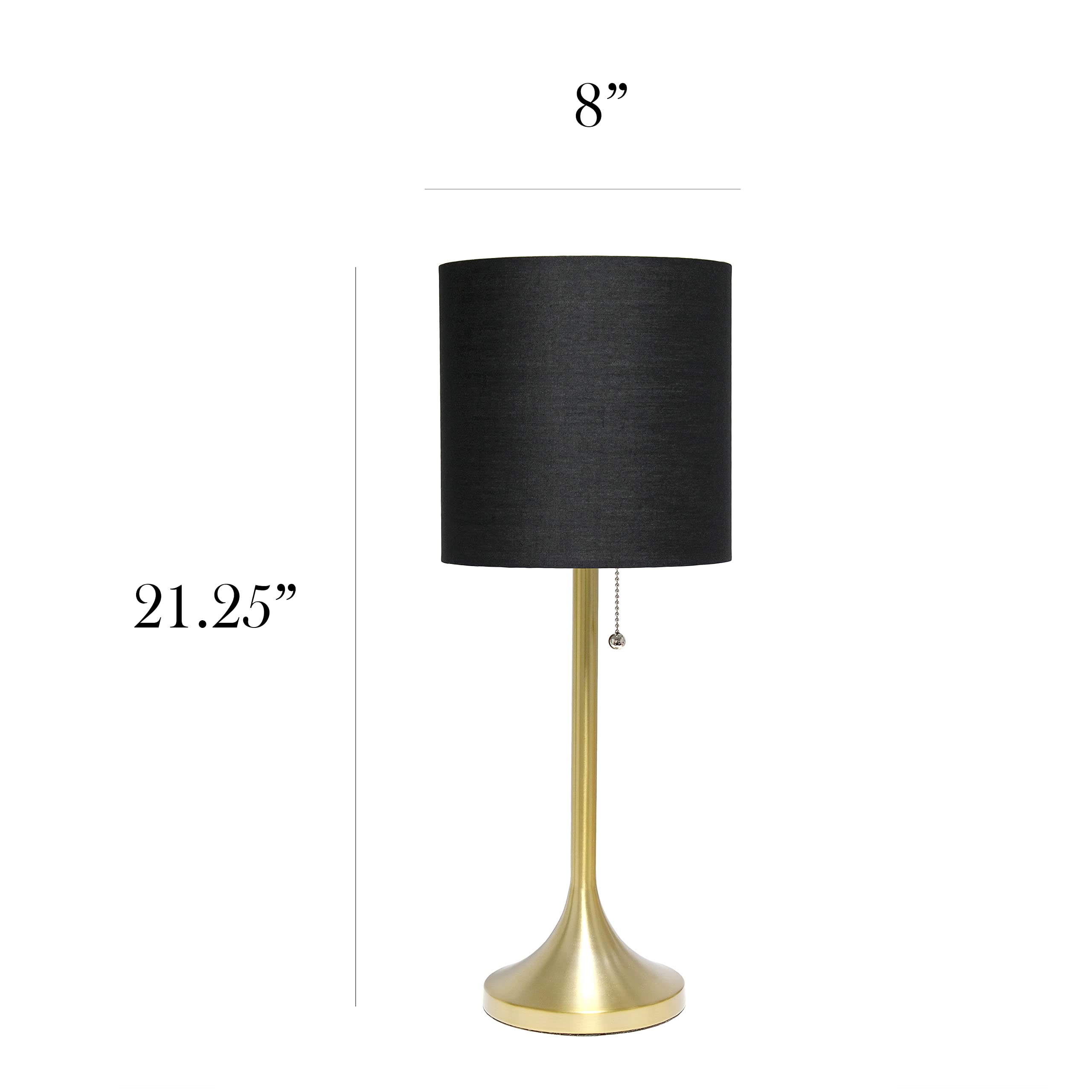 Simple Designs Gold Tapered Table Lamp Black Fabric Shade Pack of 4 Model LT1076-GDB