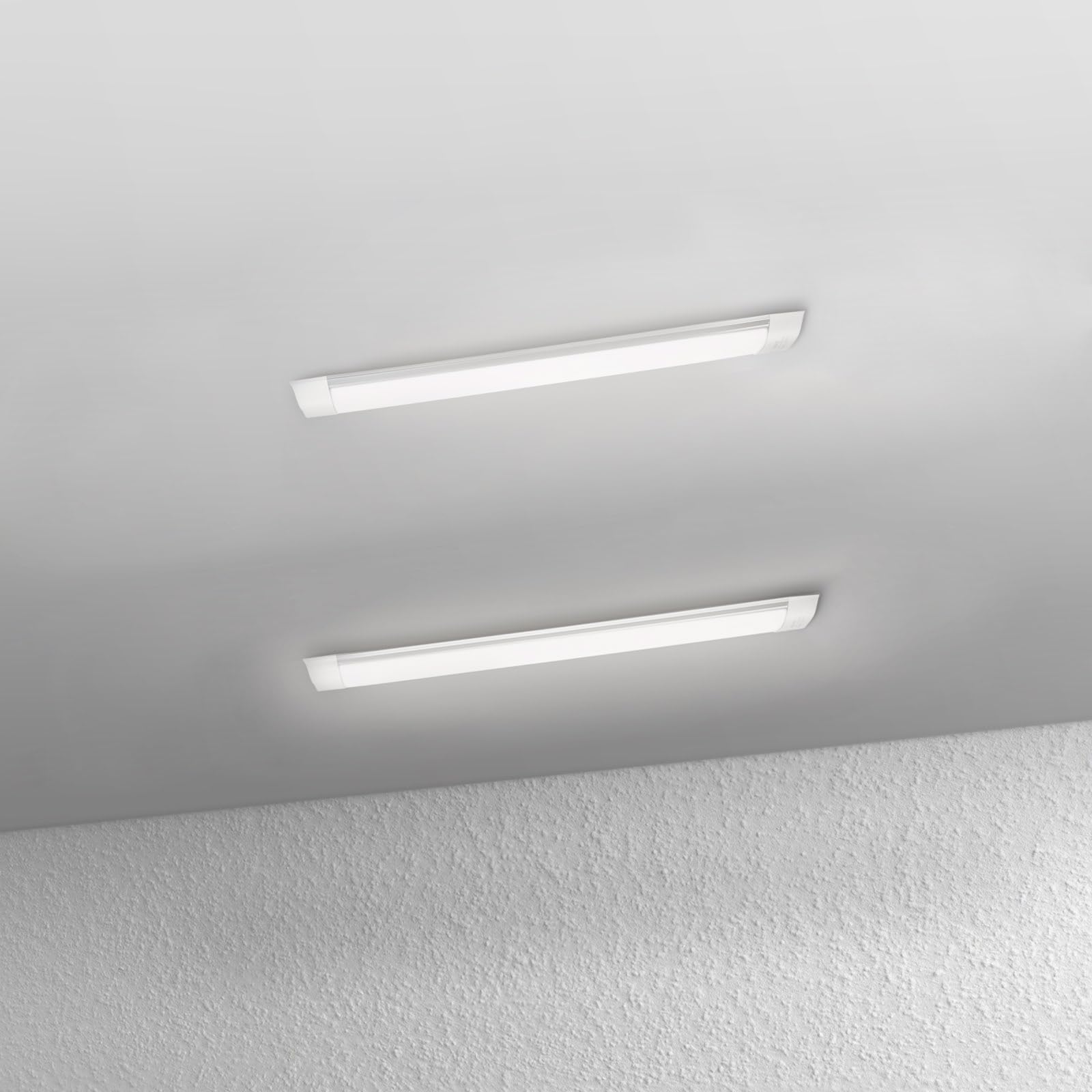Jazoctig 2-Pack 2FT LED Batten, Close to Ceiling Light fixtures, 20W, Ultra-Thin Day Light, 4000K, IP20, LED Ceiling Light for G