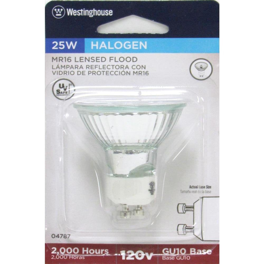 Westinghouse 25W MR16 Halogen Flood Light Bulb, Clear Lens, GU10 Base, Model 0478700