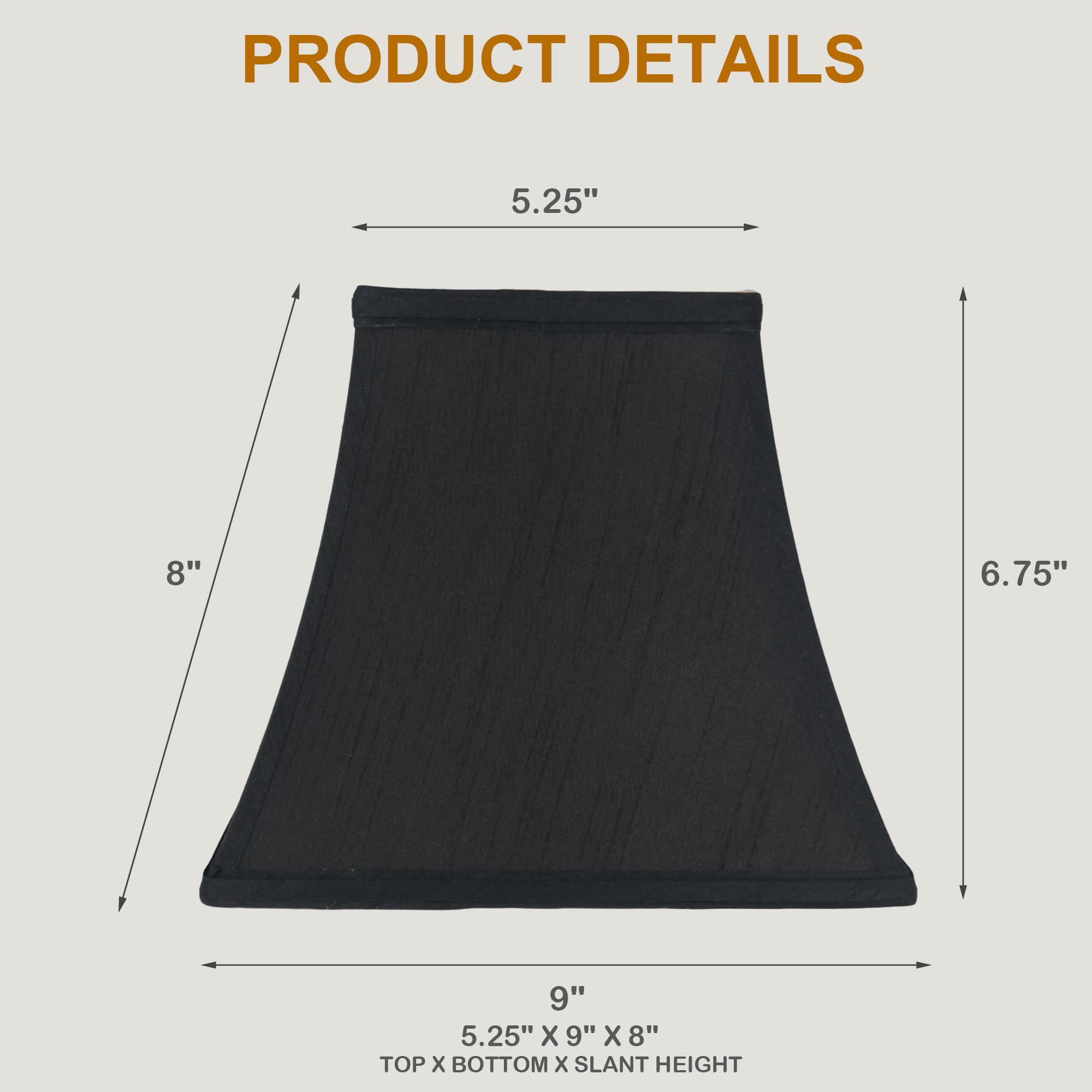 Urbanest Softback Bell Lampshade, Black Faux Silk, 5.25x9x8" Size