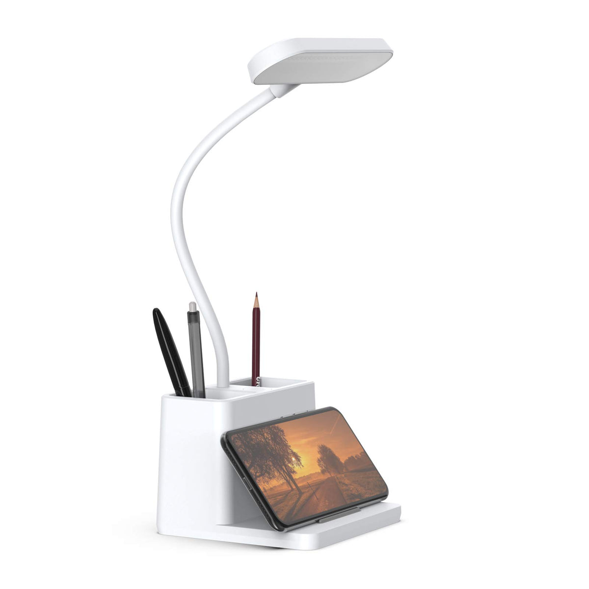 Axx Small Desk Lamps For Home Office, White Desk Light For Kids, Led Desktop/Computer Study Lamps For Bedrooms, Rechargeable, Ba