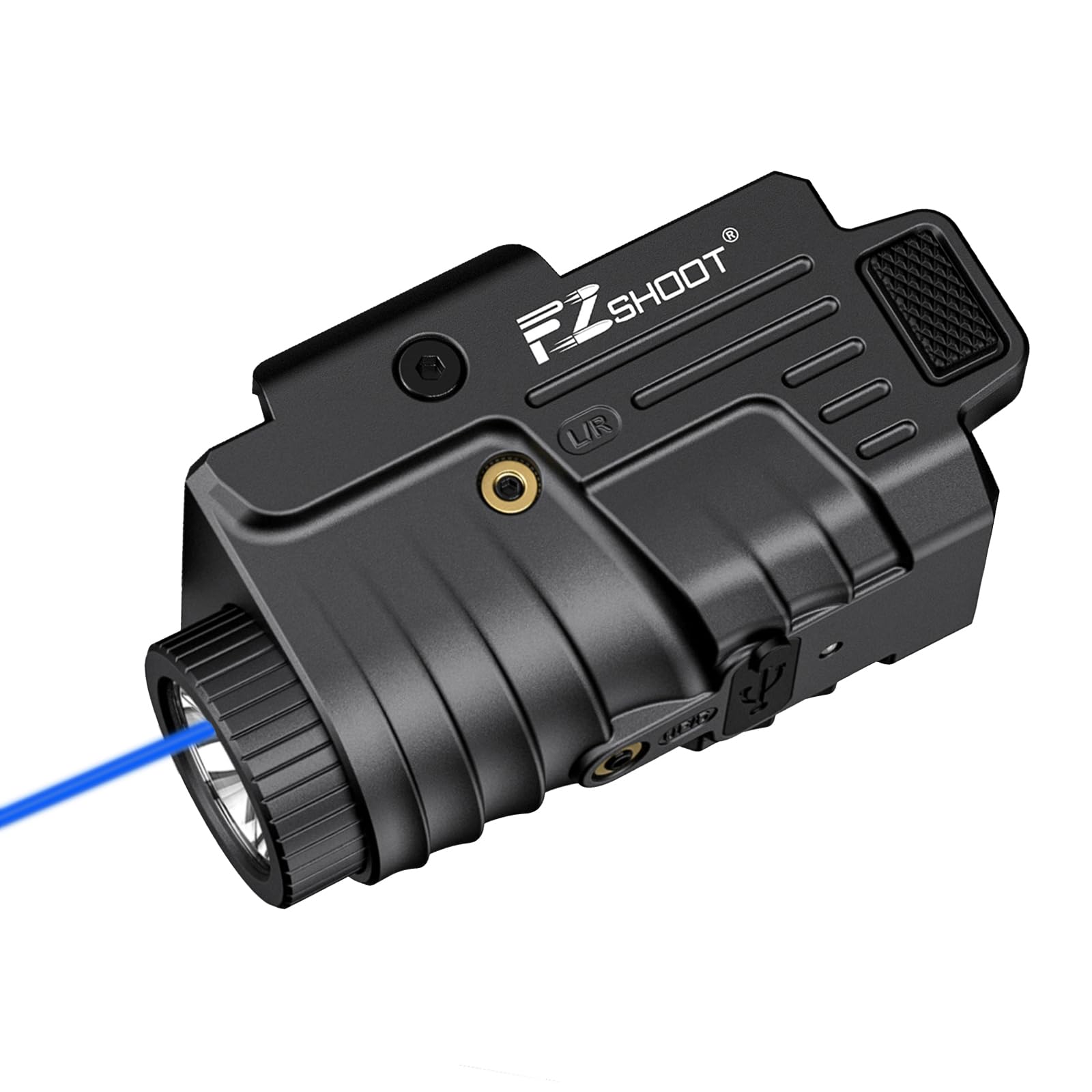 EZshoot 800 Lumens Handheld Toy Light Laser Combo Rechargeable  Handheld Toy Flashlight with Slidable Rail Compatible with Glock and Picatinny Rail  Tactical Flashlight with Blue Laser Beam