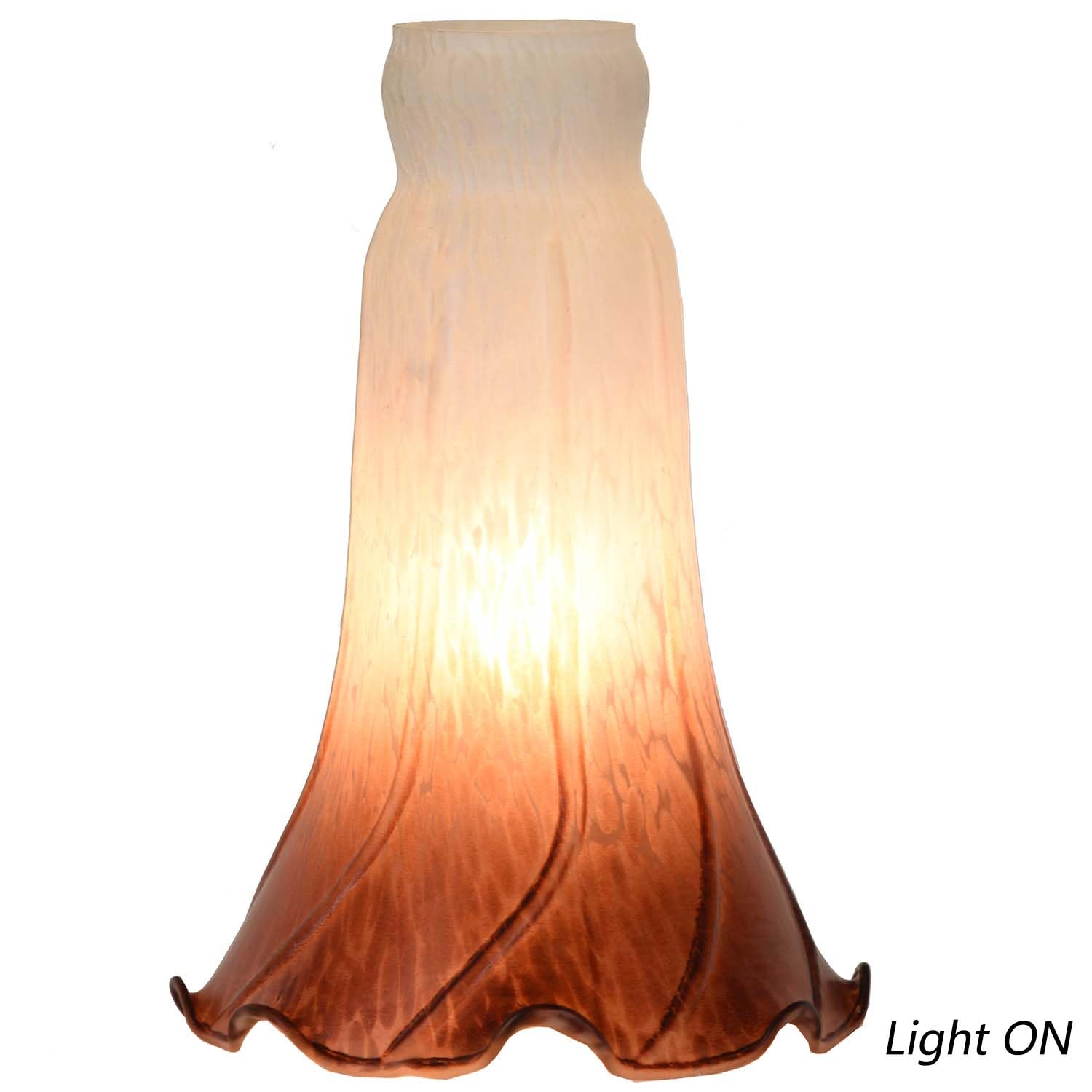 Bieye Ls09 Lily Flower Blown Glass Lampshade (White Brown, Opening I.D. 1.26'' X O.D. 1.5'')