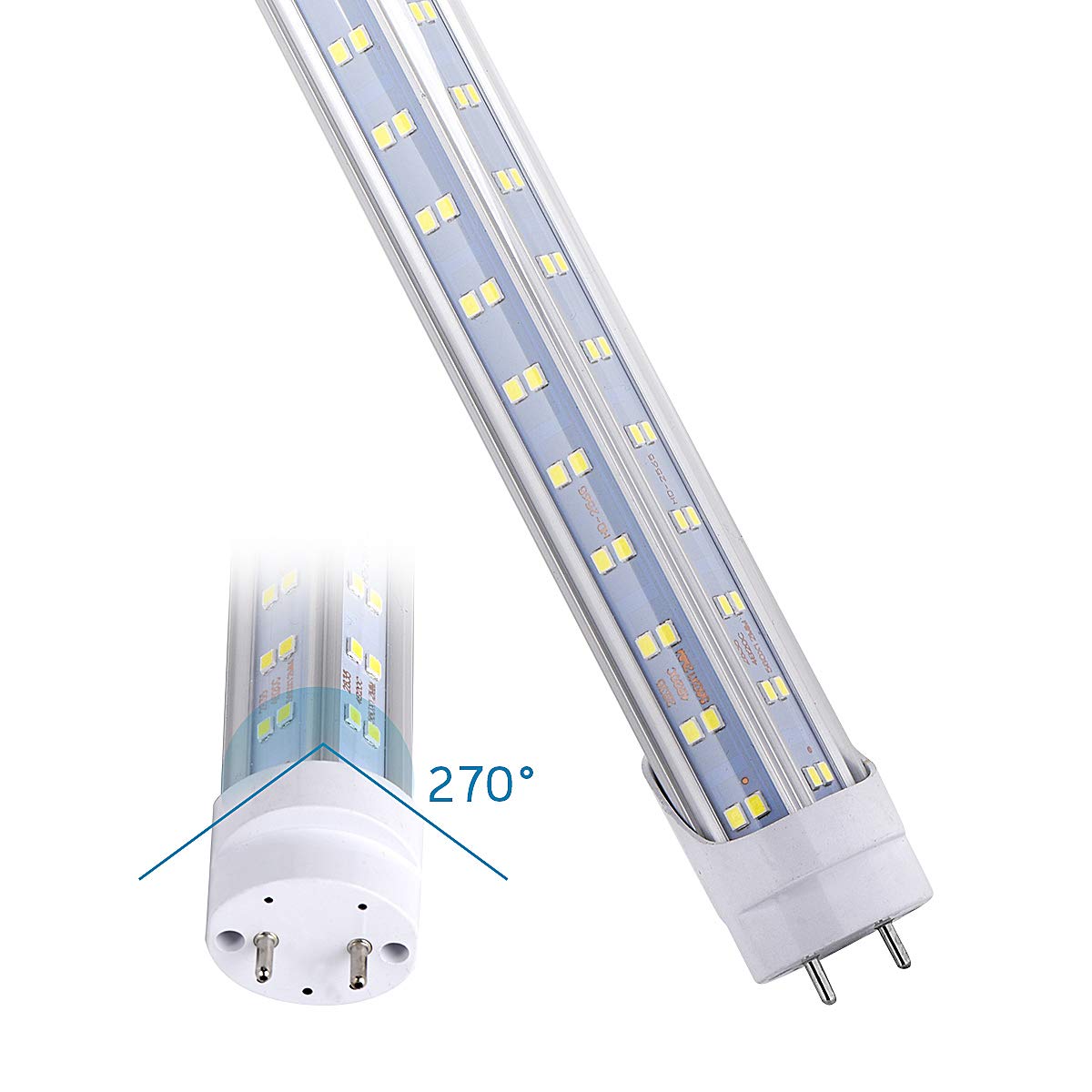 25Pack, T8 Led Bulbs 4Ft Tube Light, 60W 6500Lm 6000K Cold White, 4 Foot Flourescent Tube Replacement, 4 Row V Shape 270 Degree,