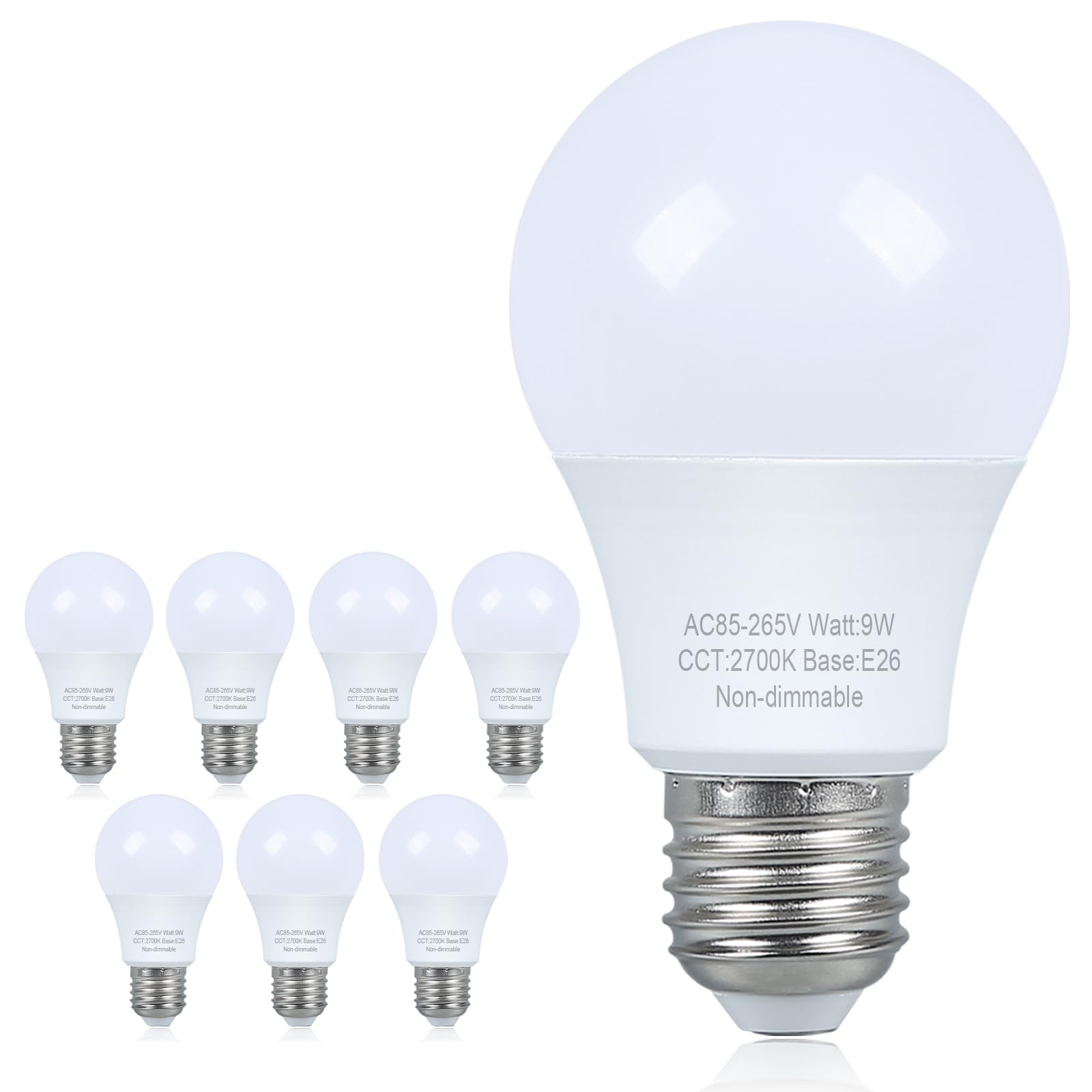 Marxlait 8 Pack LED Light Bulbs 60 watt Equivalent, Warm Light Bulbs 2700K, E26 Medium Base, Standard A19 LED Bulb, 120V, Non-Di
