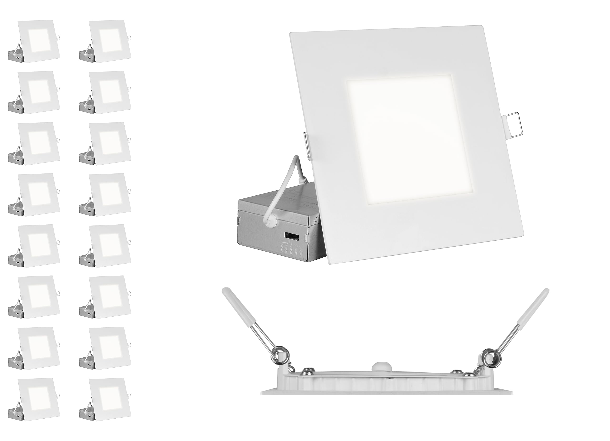NICOR Lighting REL Selectable 6 in. Square Remodel LED Downlight Kit (16 Pack) (REL61120SSQWH-16PK), White