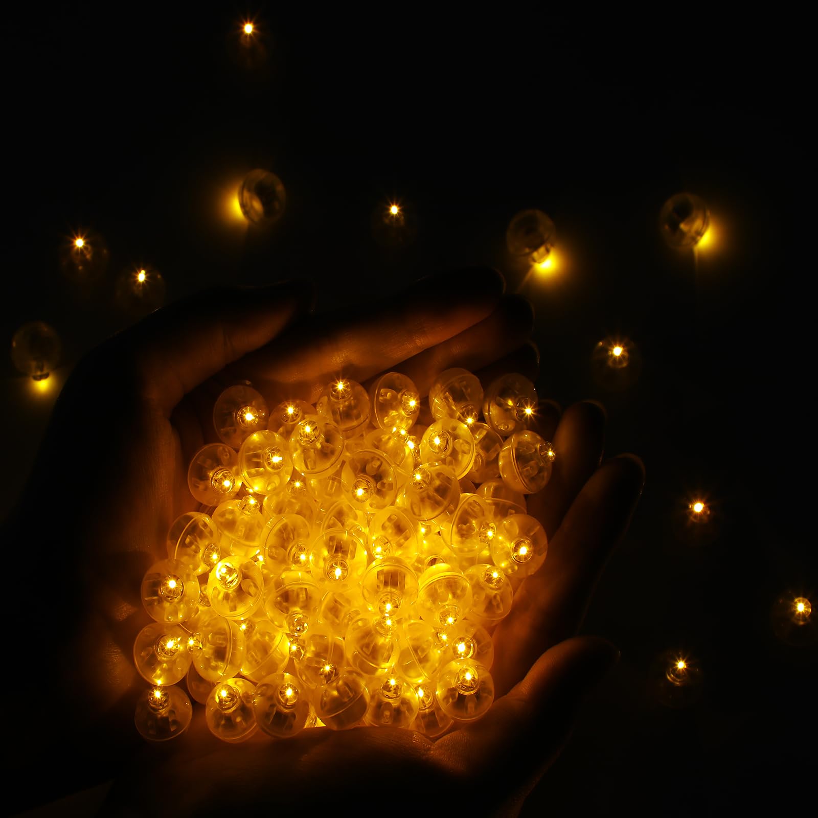 Aogist 50 Pcs LED Balloon Lights, Mini Round LED Lamps, Orange, Plastic, Model A01-Mini, Indoor/Outdoor Party Decorations