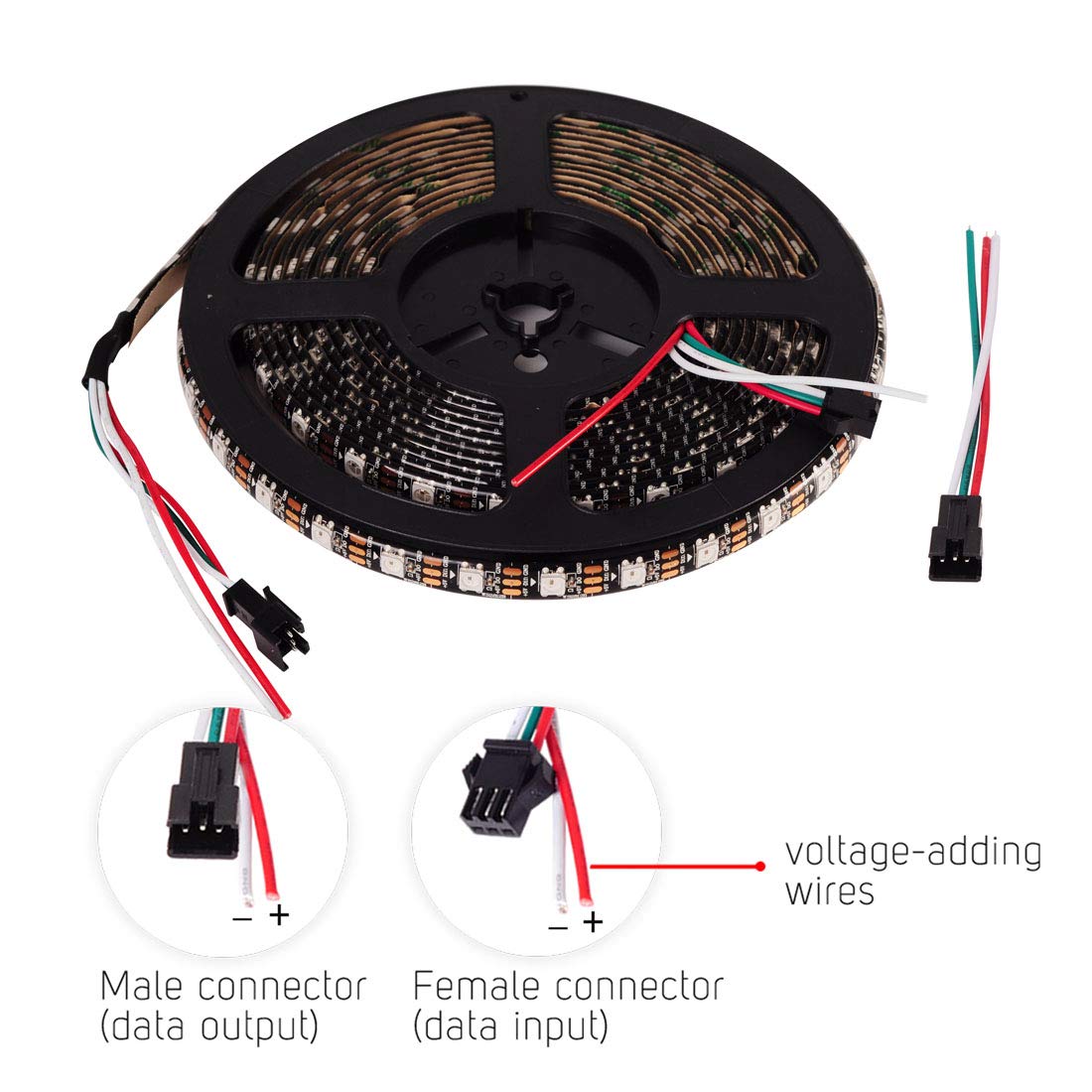 Btf-Lighting Ws2812B Rgb Led Strip 16.4Ft 300Led Chasing Effects Ip65 Black Fpcb