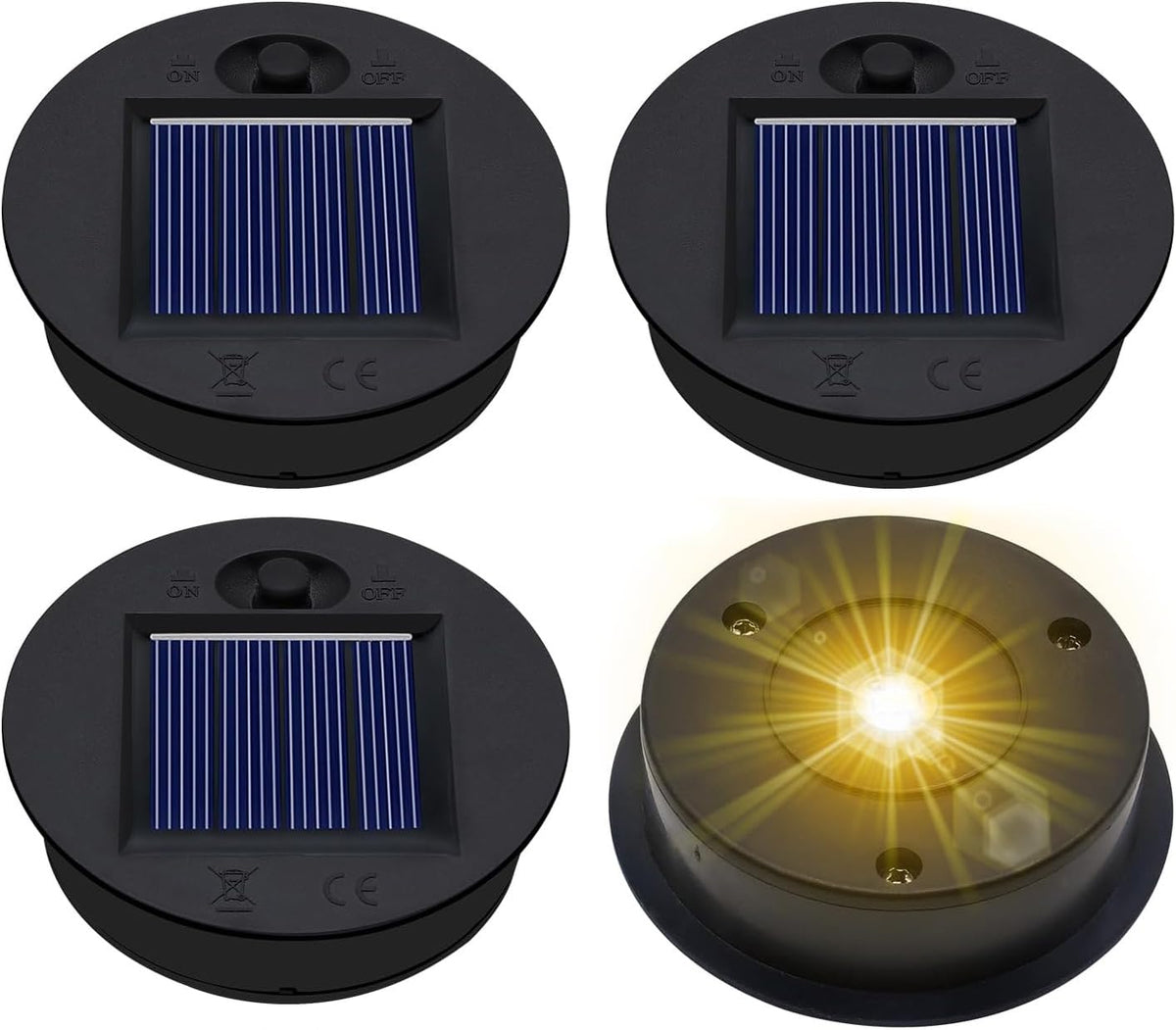 4 Pack Solar Light Replacement Top(Top Size 2.76Inch, Bottom Size 2.36 Inch) Waterproof Solar Lanterns Replacement Top For Outdo