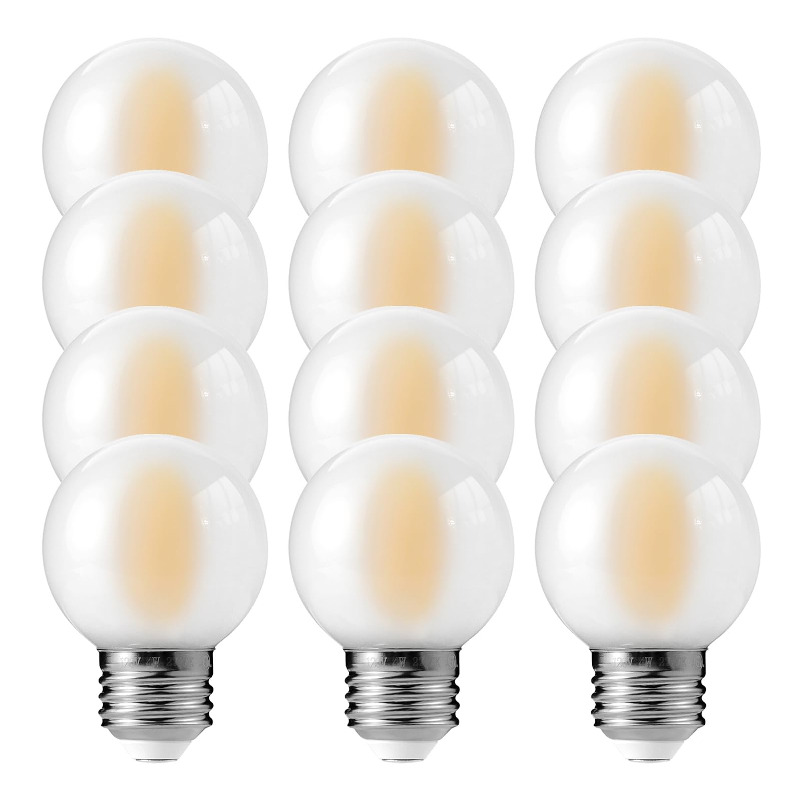 Decoaui E26 G16 LED Globe Light Bulbs, 4W (40W Equivalent), 400 Lumens, Warm White, Dimmable, Frosted Glass, 12 Pack