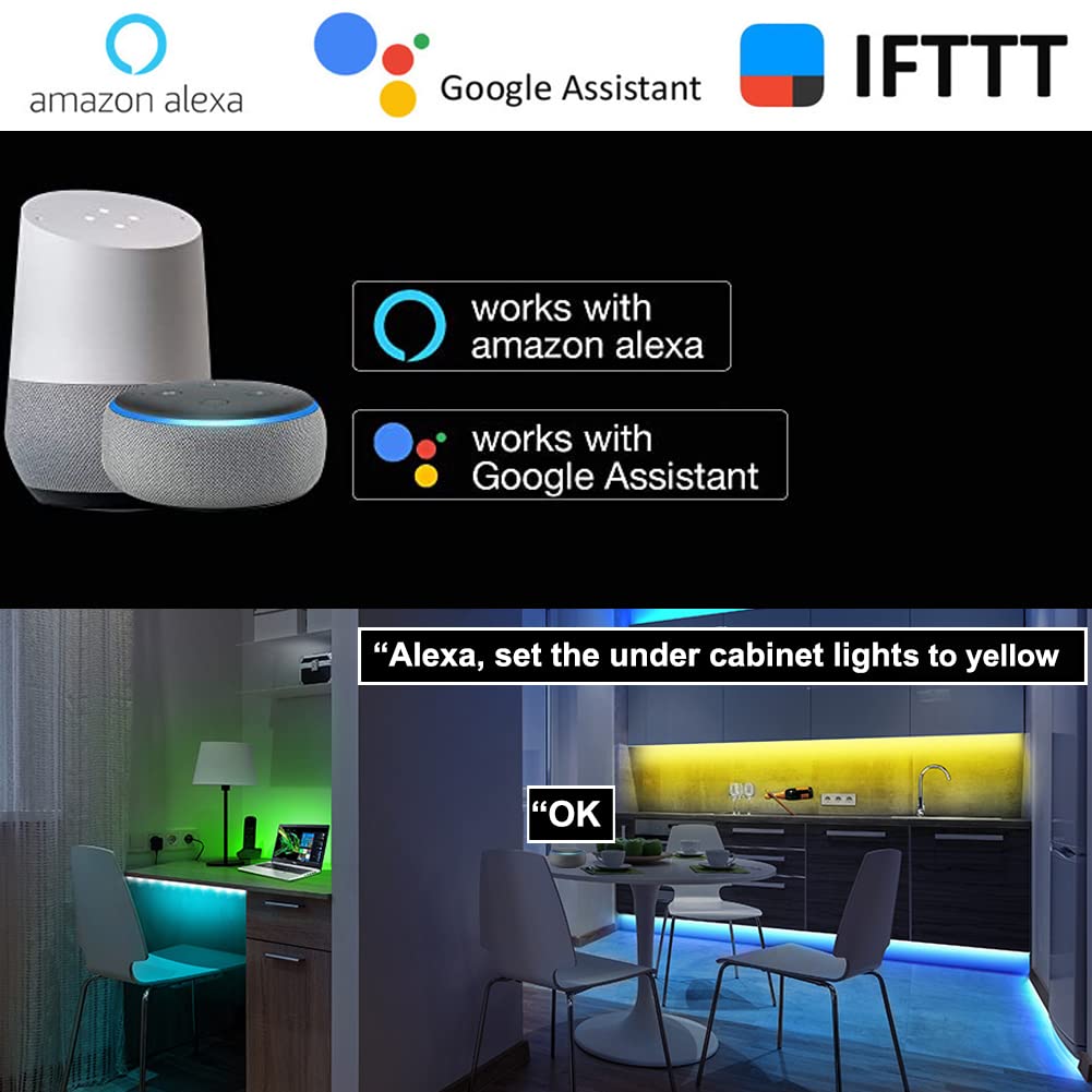 LAIFUNI RGB Under Cabinet Lights, LED Light Bar, Dimmable, Remote Control, 12 Inch, 3 Pack, Aluminum, Compatible with Alexa, Google Home