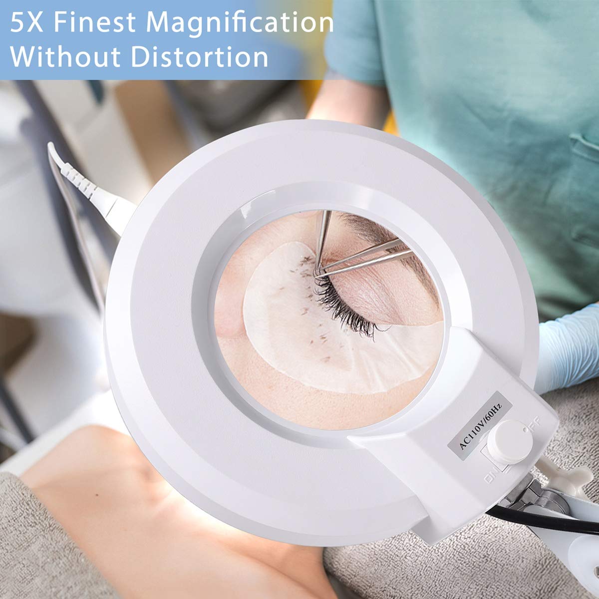Lancosc 5X Magnifying Floor Lamp With 1,500 Lumens Led Light & Rolling Base For Estheticians
