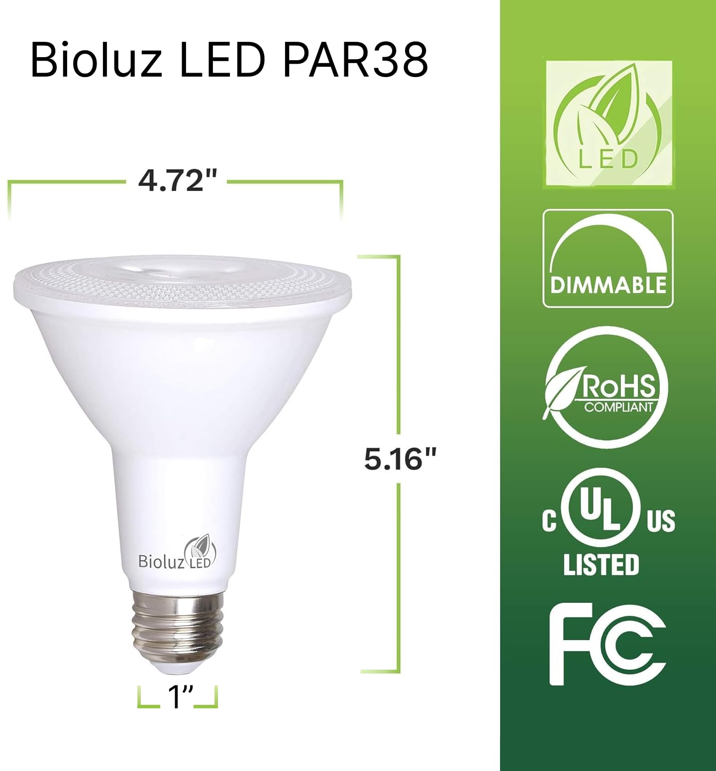 Bioluz LED 20 Pack PAR38 LED Light Bulb 90 CRI 12W = 100-120 Watt Replacement, Daylight 5000K, Dimmable Light Bulbs Flood Lights