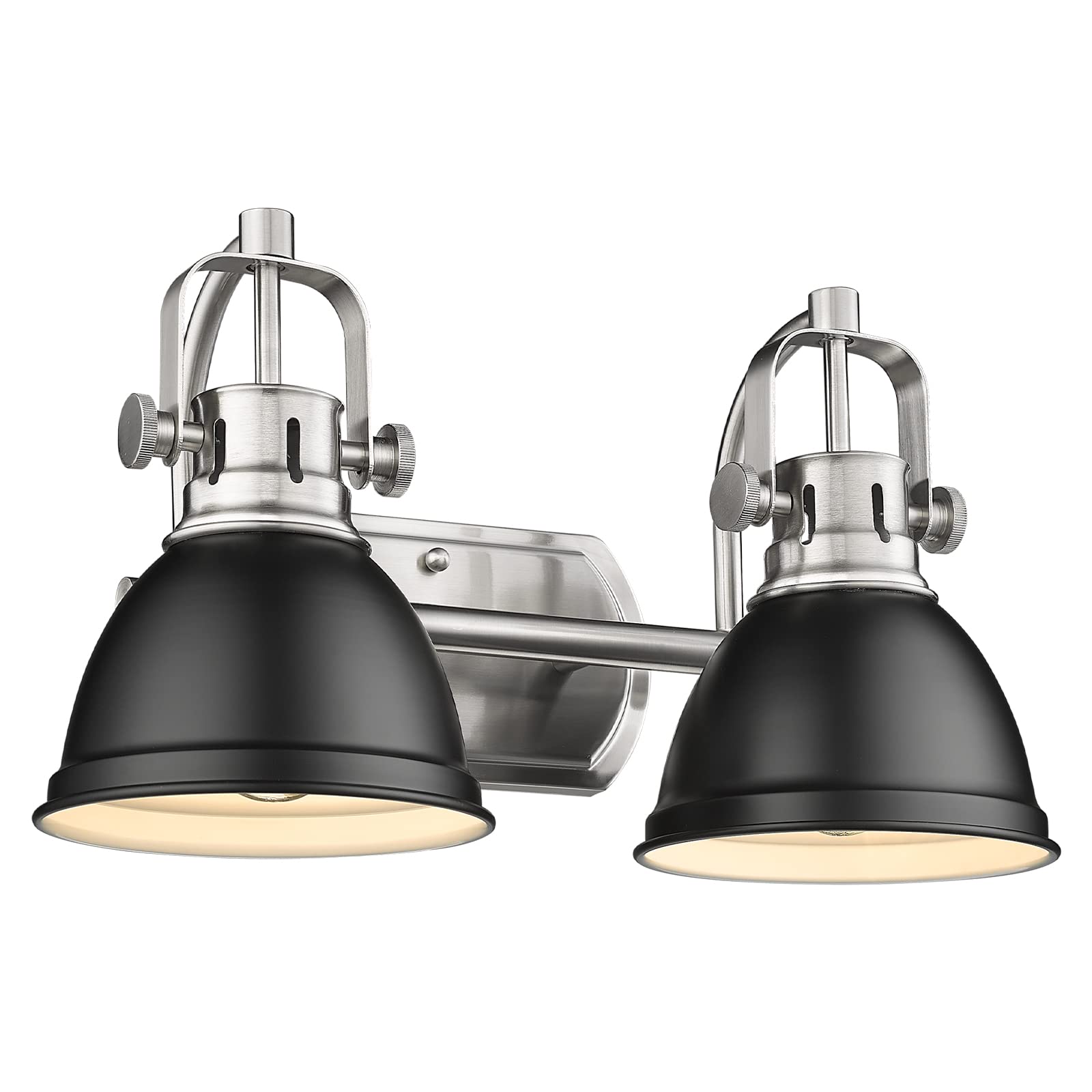 Emliviar Modern Vanity Light, Industrial 2-Light Bathroom Wall Light Fixtures, Black And Brushed Nickel Finish With Metal Shade,