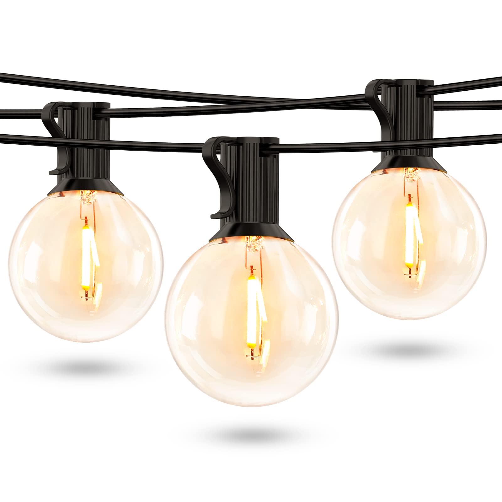 Lepro LED Outdoor String Lights for Patio, 50ft Bistro Lights with 26 Shatterproof G40 Globe Edison Bulbs, Waterproof Caf   Ligh