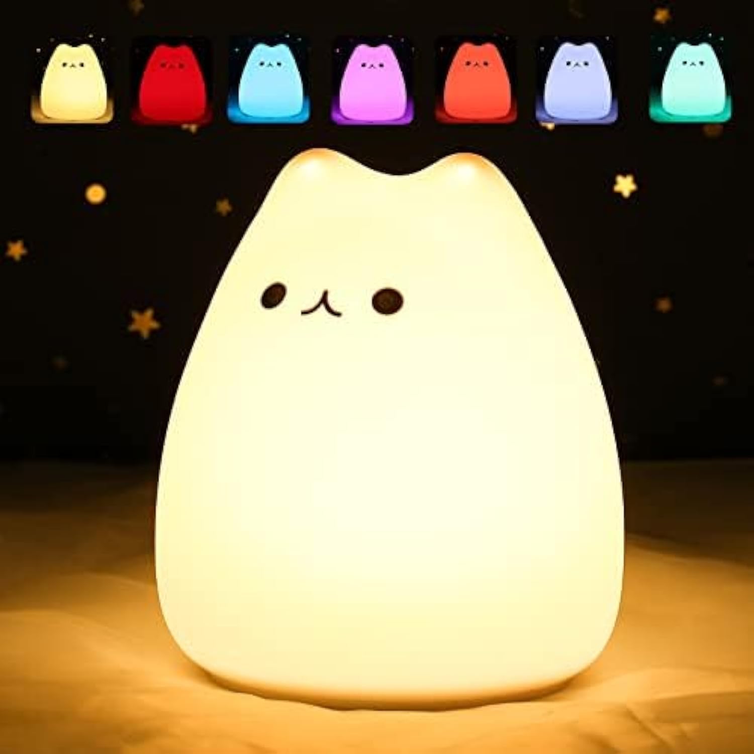 Zklili Cute Cat Lamp - Portable Silicone Night Light For Kids & Nursery Room Decor
