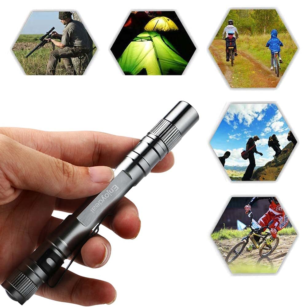 enjoydeal 5PCS LED Pen Flashlights 1000LM Ultra Slim Aluminum Silver ED0015-5S7-FBA