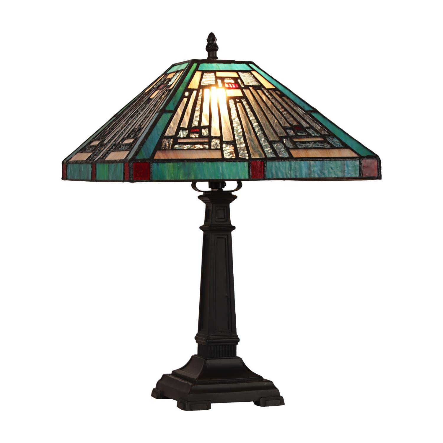 Chloe Lighting Innes Tiffany-Style Table Lamp, Blackish Bronze, 12in Wide, Multicolor Glass, Model CH3T359BM12-TL1